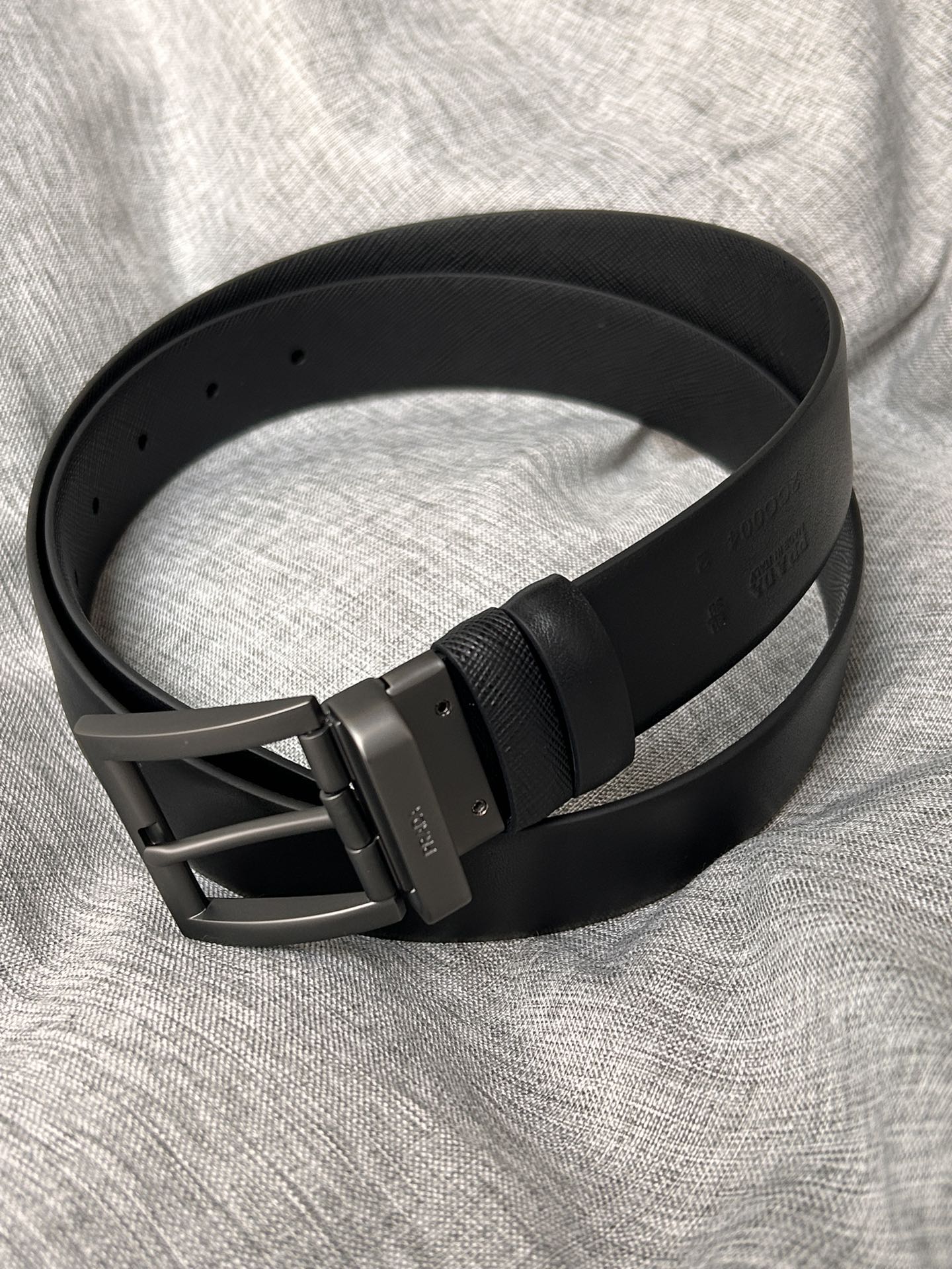 Prada Male Pin Buckle Belt Cow Leather Black S-m