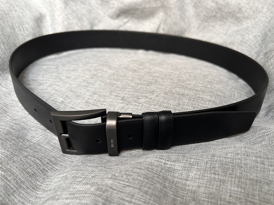 Prada Male Pin Buckle Belt Cow Leather Black S-m