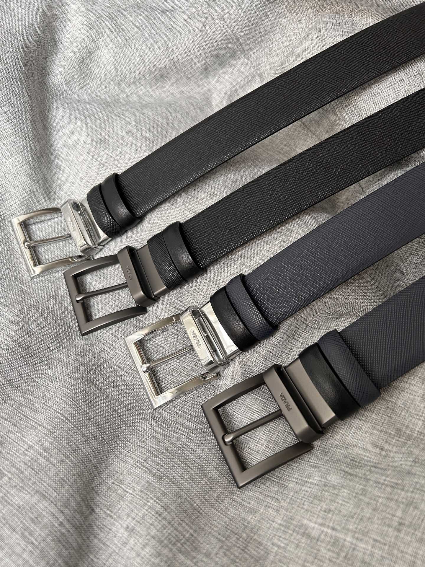 Prada Male Pin Buckle Belt Cow Leather Black S-m
