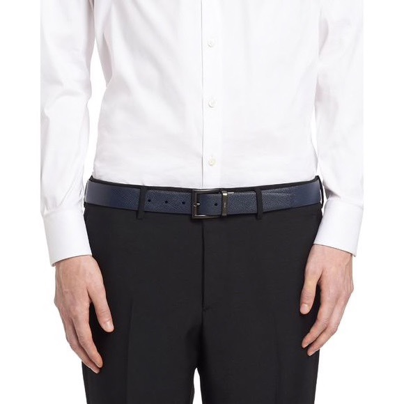 Prada Male Pin Buckle Belt Cow Leather Black S-m