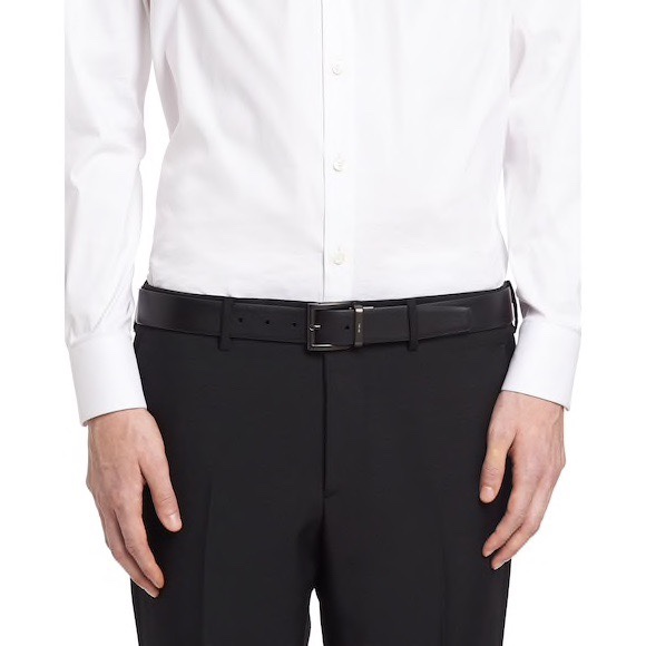 Prada Male Pin Buckle Belt Cow Leather Black S-m