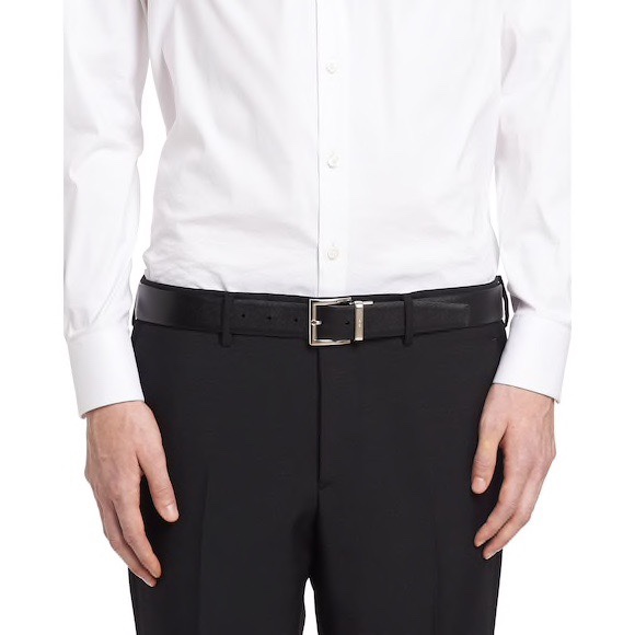 Prada Male Pin Buckle Belt Cow Leather Black S-m