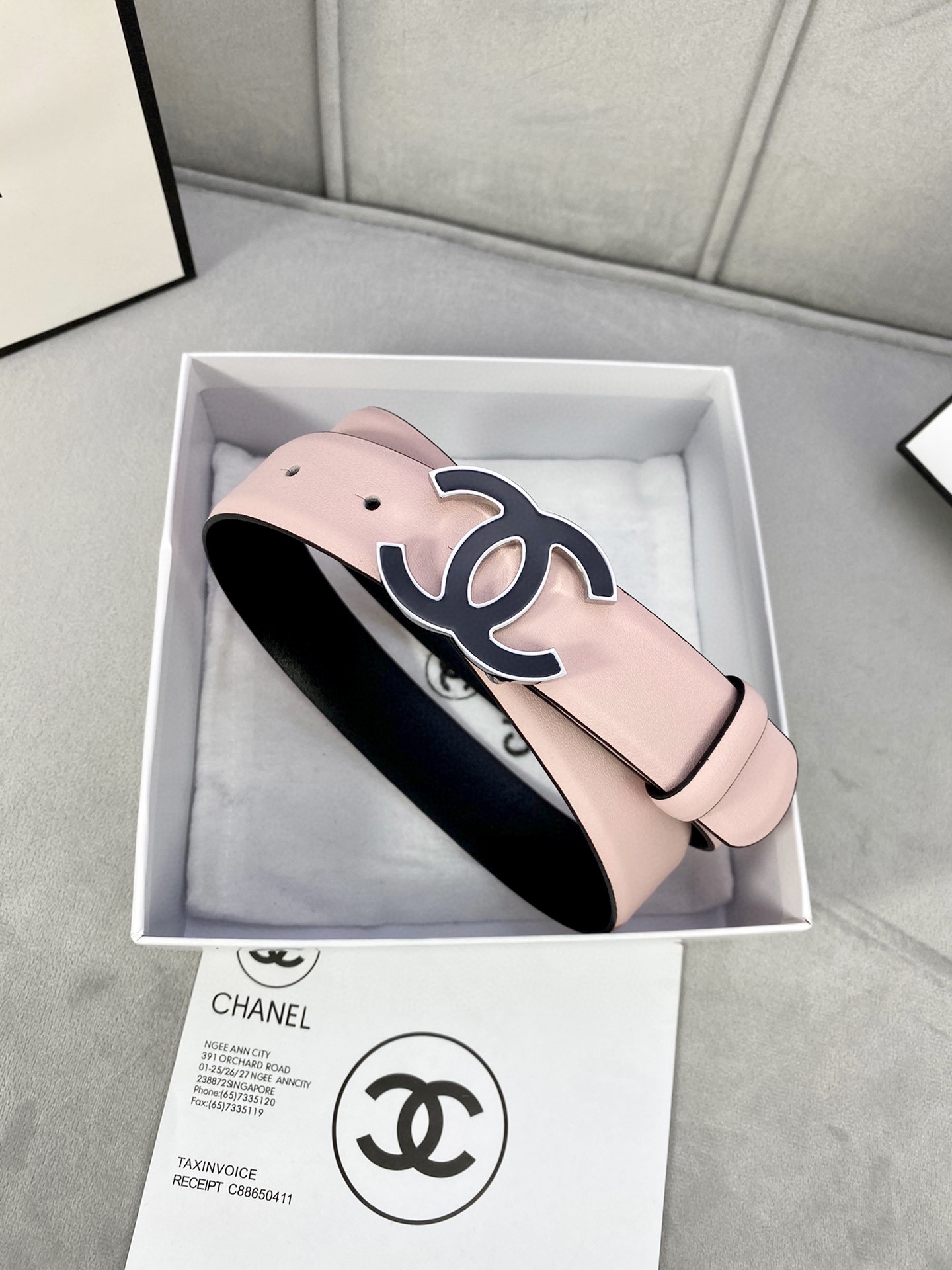 Chanel Female Basic Belt Cow Leather Silver M-l