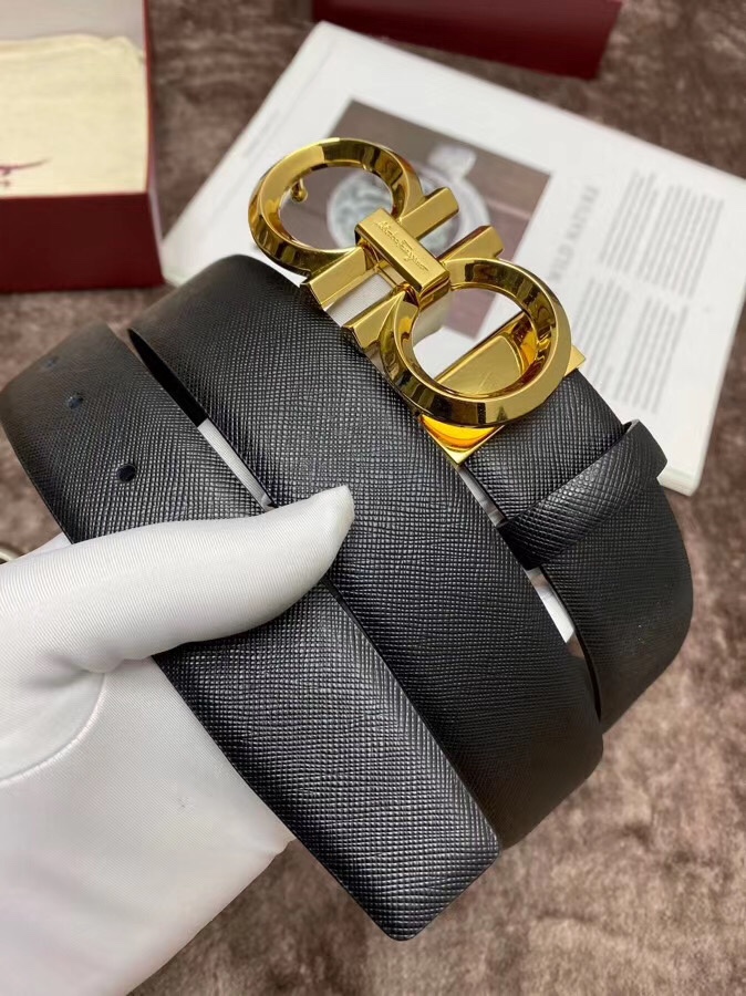 Salvatore Ferragamo Male Leather Belt Top Grain Leather S-m-l