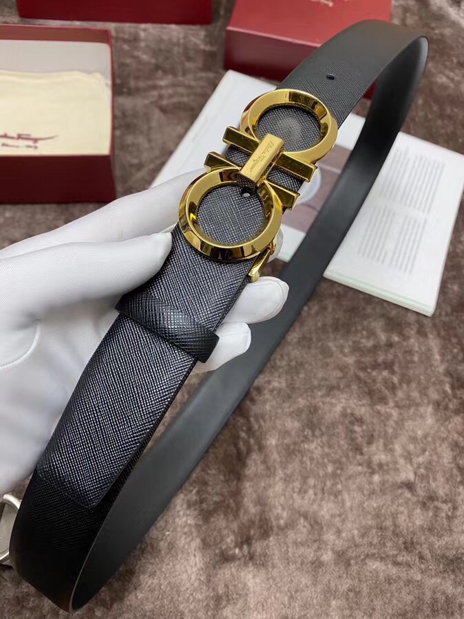 Salvatore Ferragamo Male Leather Belt Top Grain Leather S-m-l