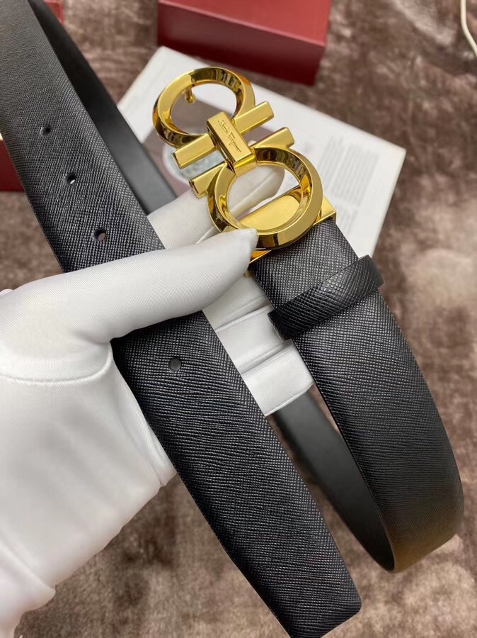 Salvatore Ferragamo Male Leather Belt Top Grain Leather S-m-l