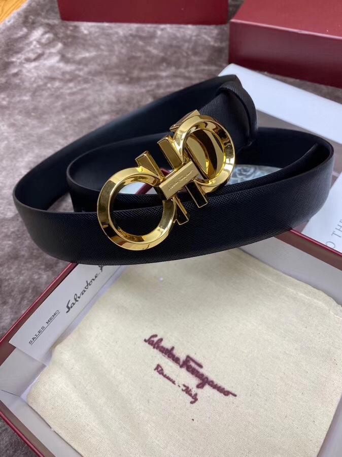 Salvatore Ferragamo Male Leather Belt Top Grain Leather S-m-l