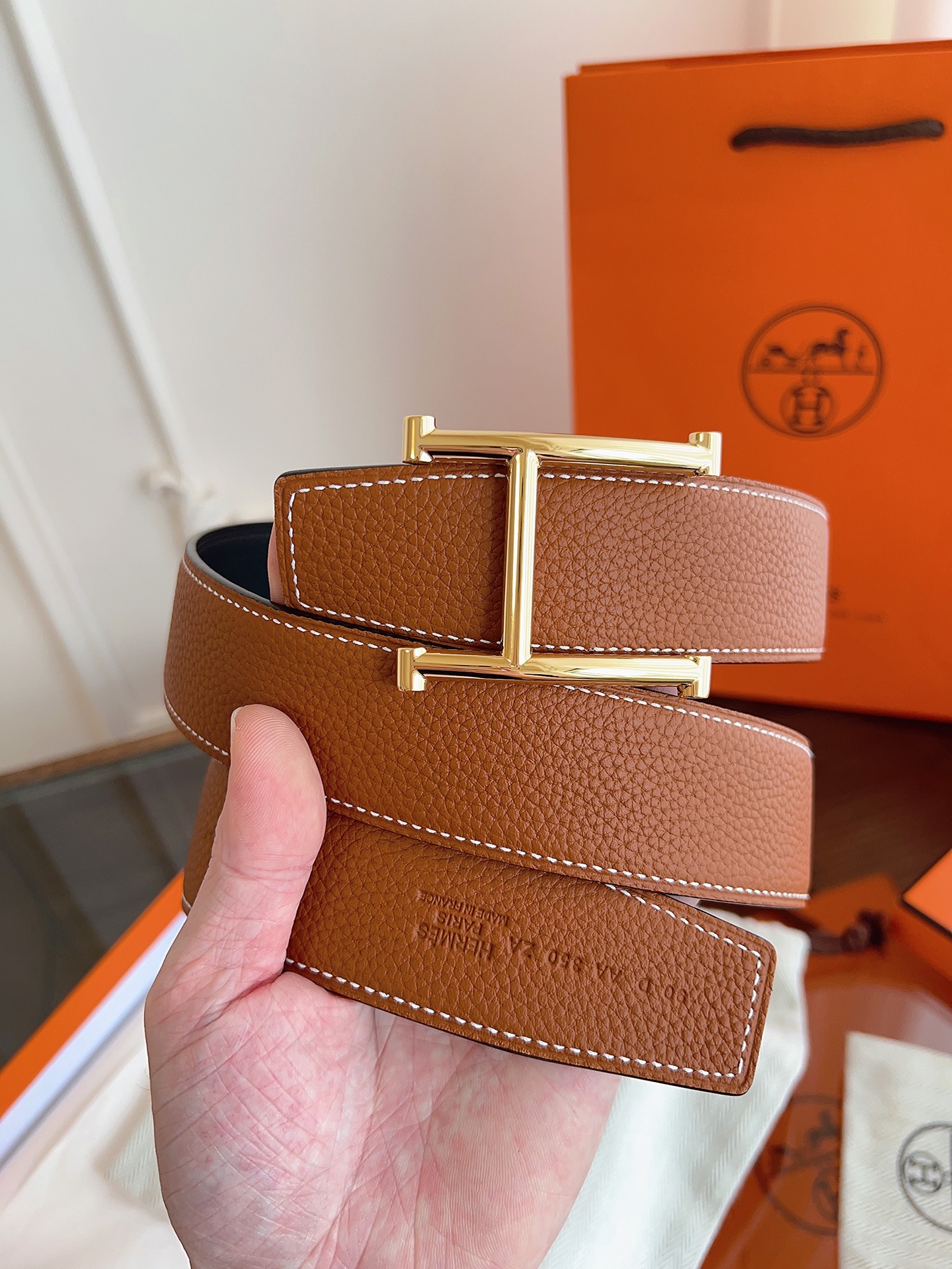 Hermès Basic Belt Cow Leather Black 125cm-m