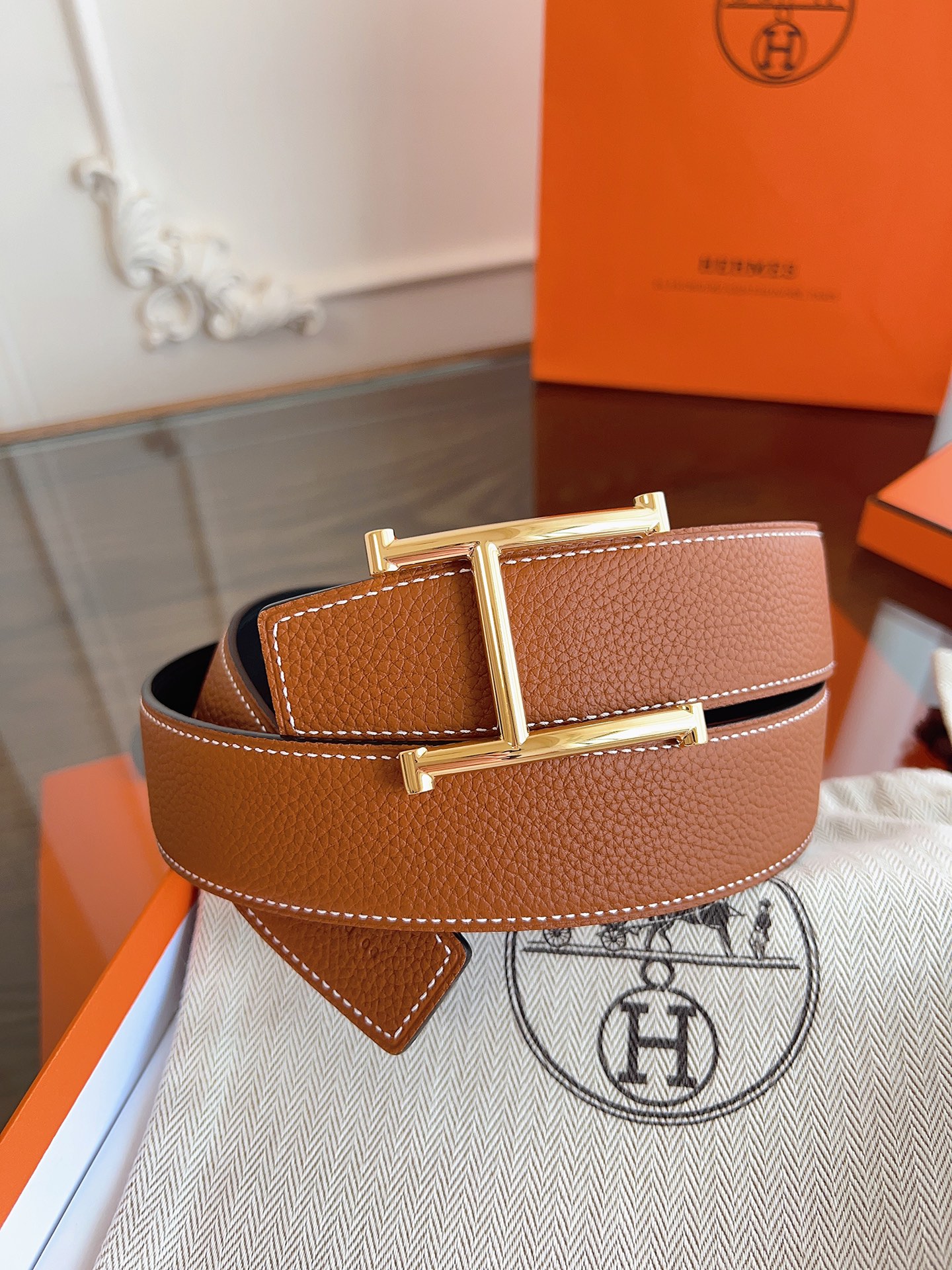 Hermès Basic Belt Cow Leather Black 125cm-m
