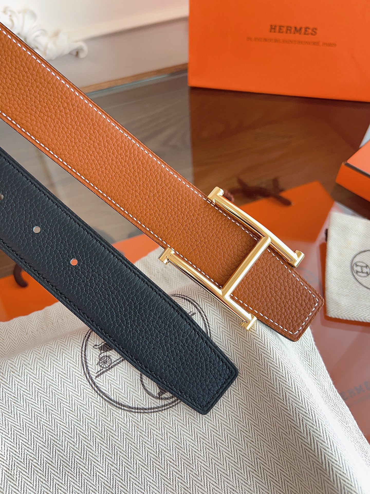 Hermès Basic Belt Cow Leather Black 125cm-m