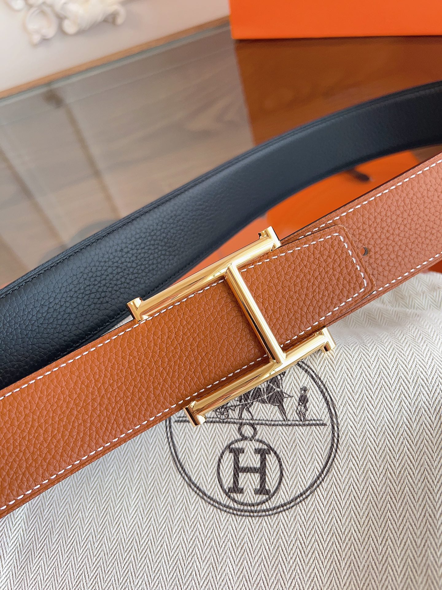 Hermès Basic Belt Cow Leather Black 125cm-m