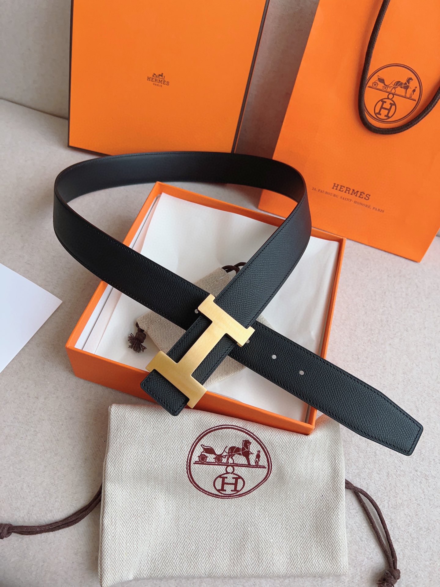 Hermès Leather Belt Cow Leather S-m