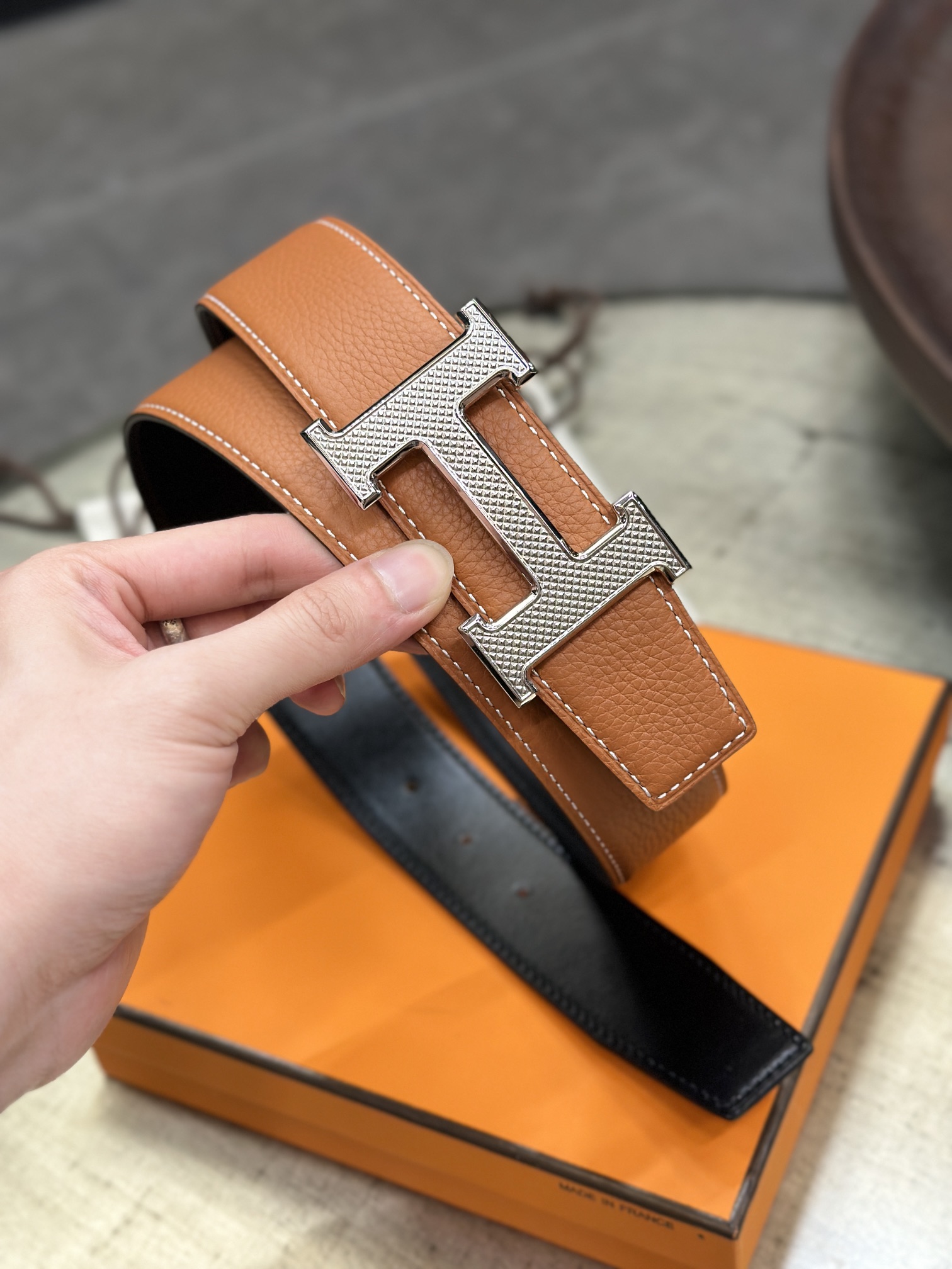 Hermès Leather Belt Cow Leather S-m