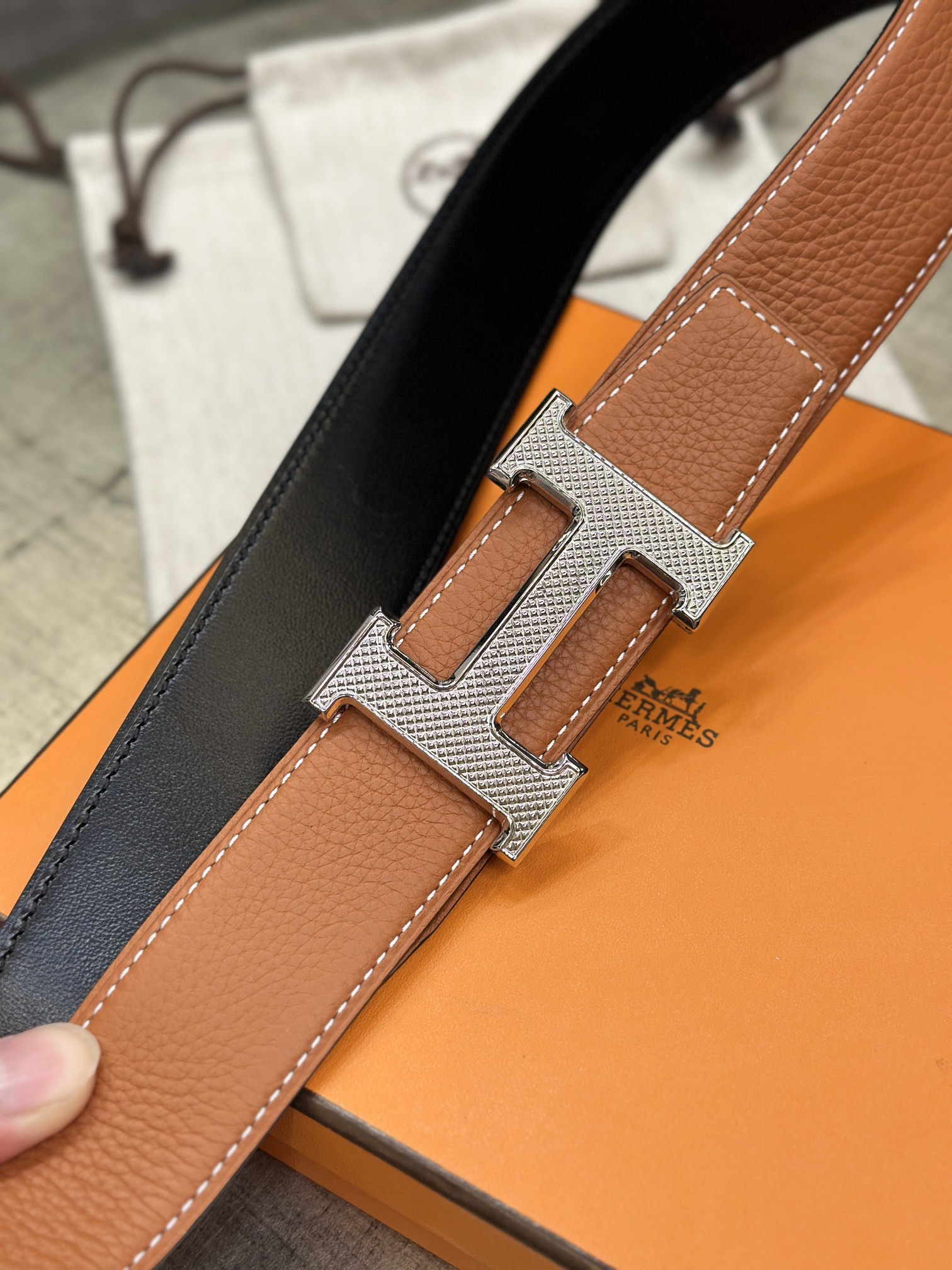Hermès Leather Belt Cow Leather S-m