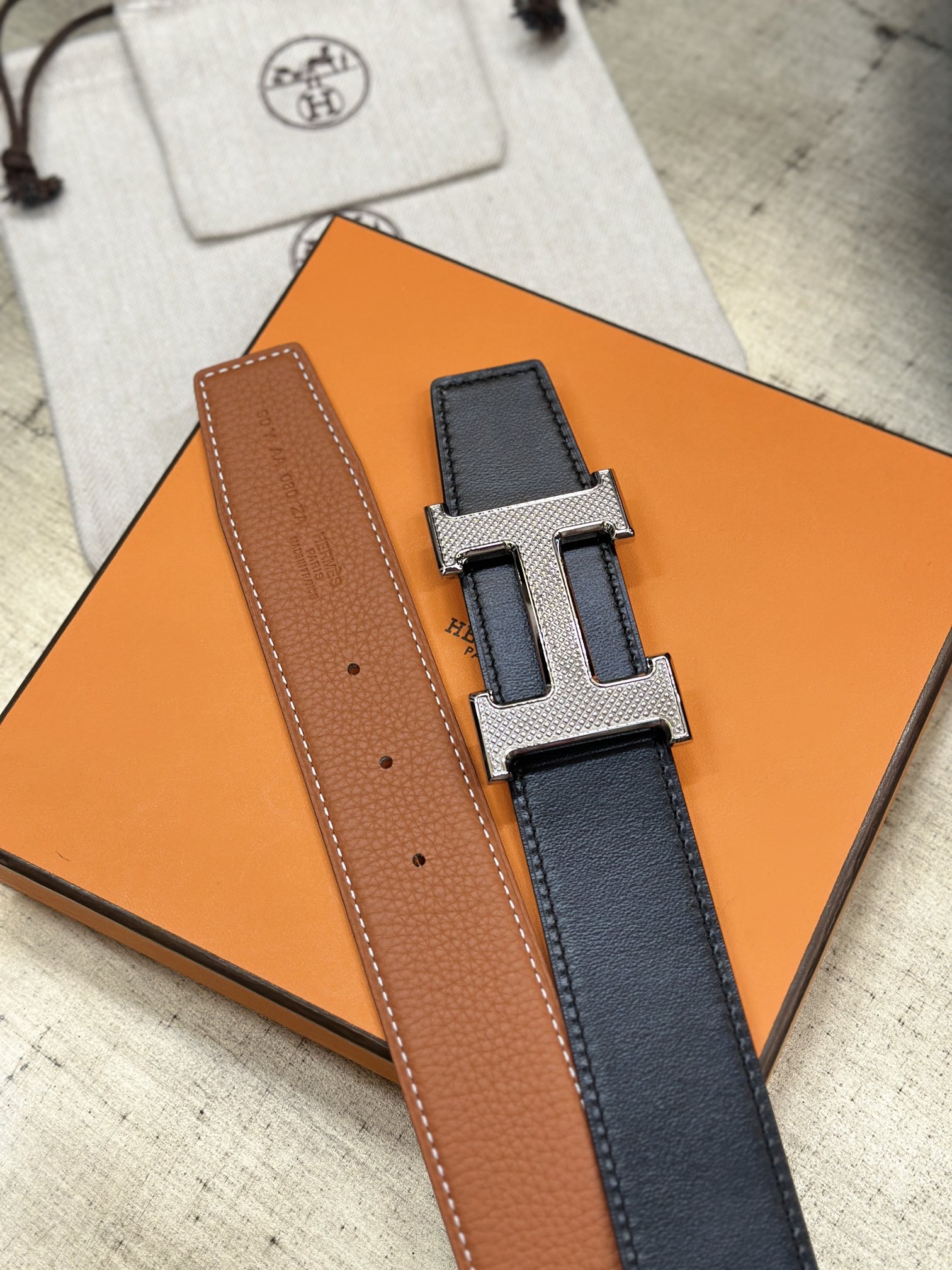 Hermès Leather Belt Cow Leather S-m