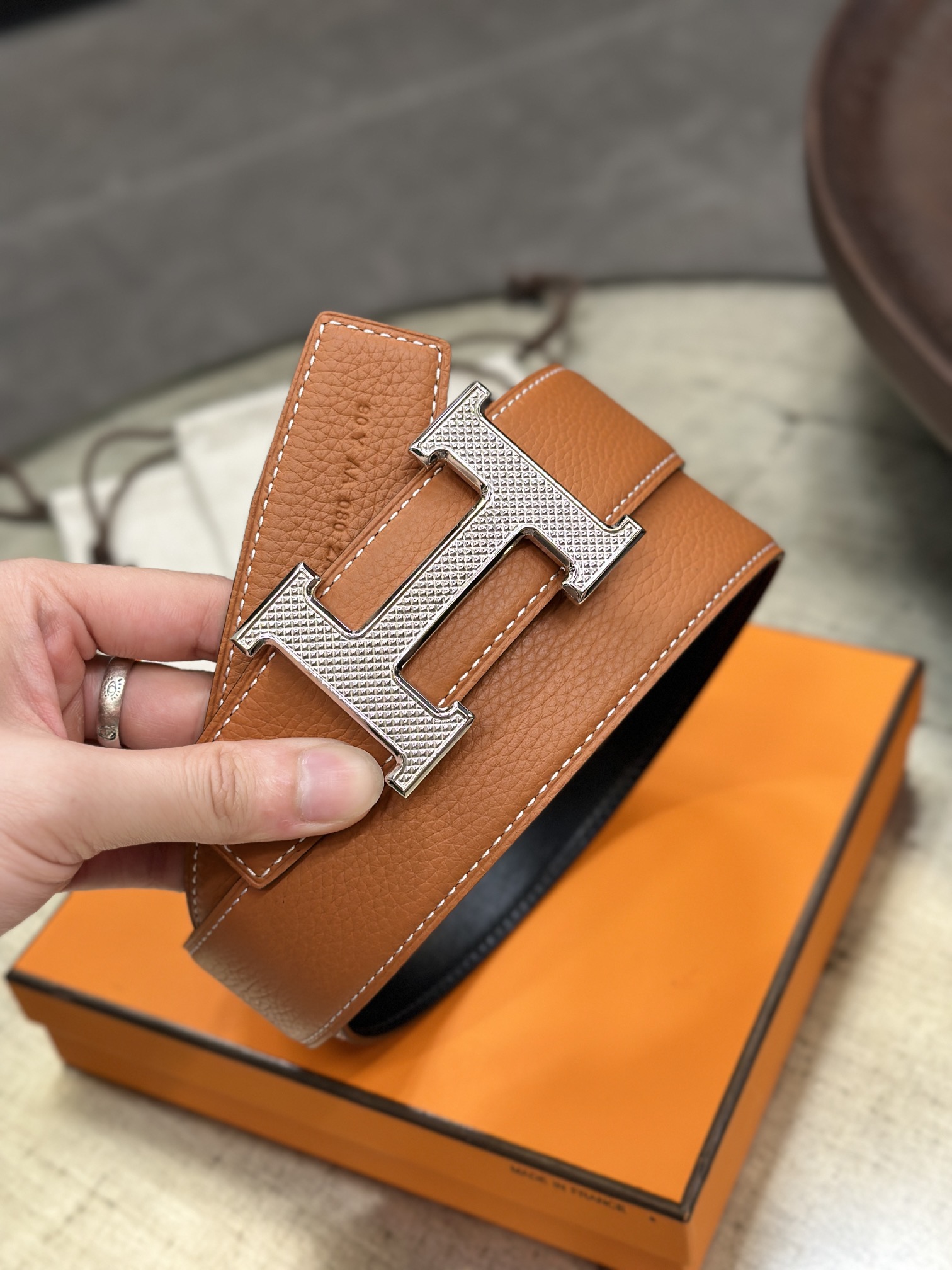 Hermès Leather Belt Cow Leather S-m