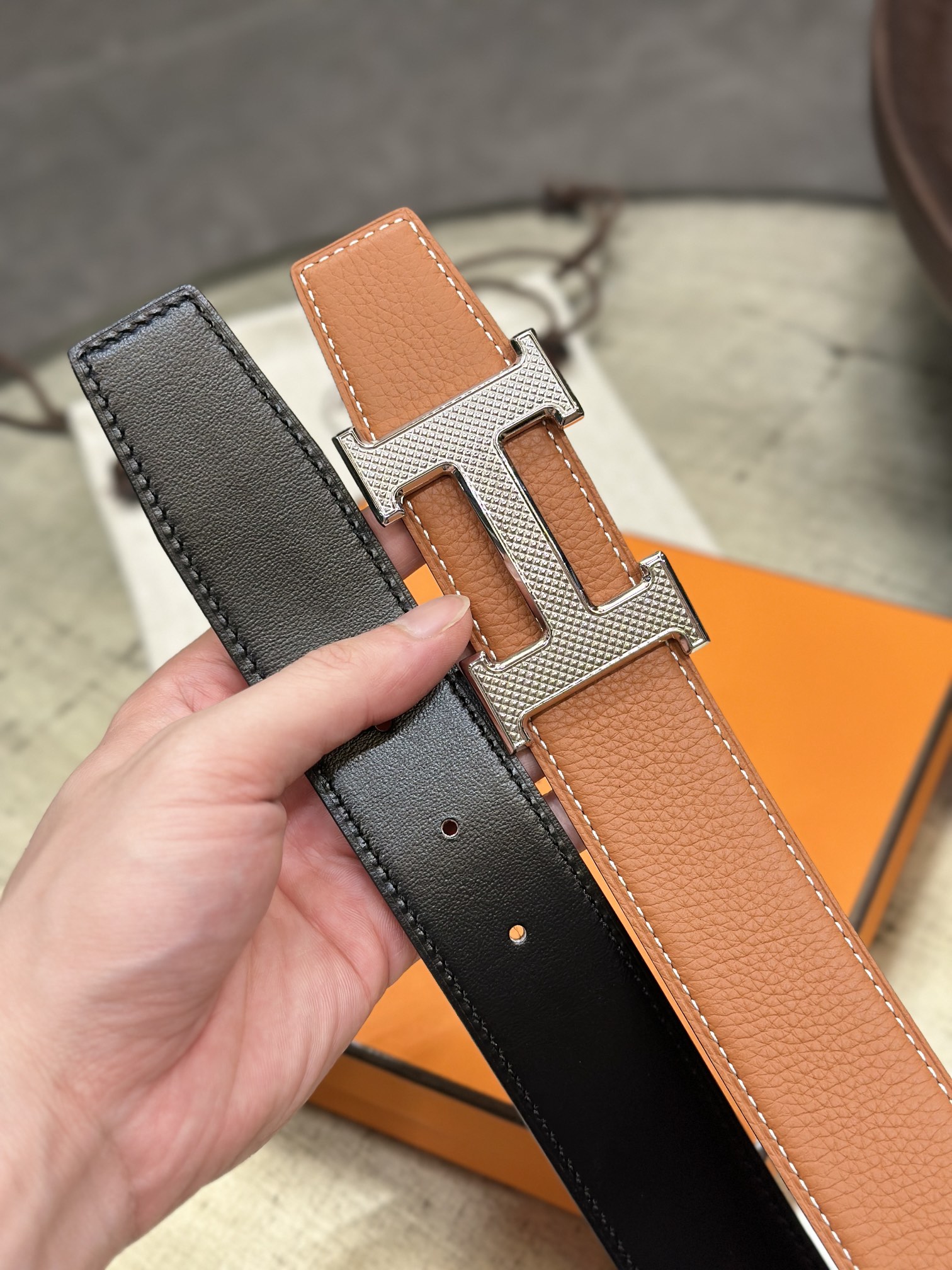 Hermès Leather Belt Cow Leather S-m