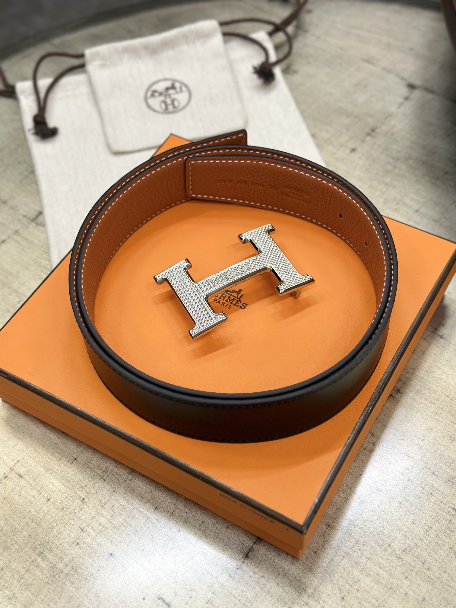 Hermès Leather Belt Cow Leather S-m