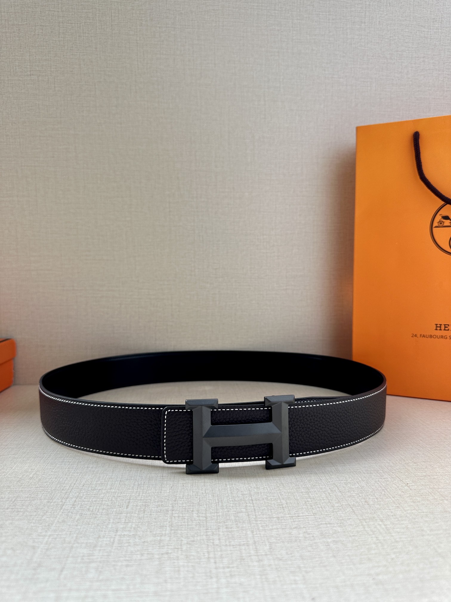 Hermès Male Leather Belt Cow Leather Gold