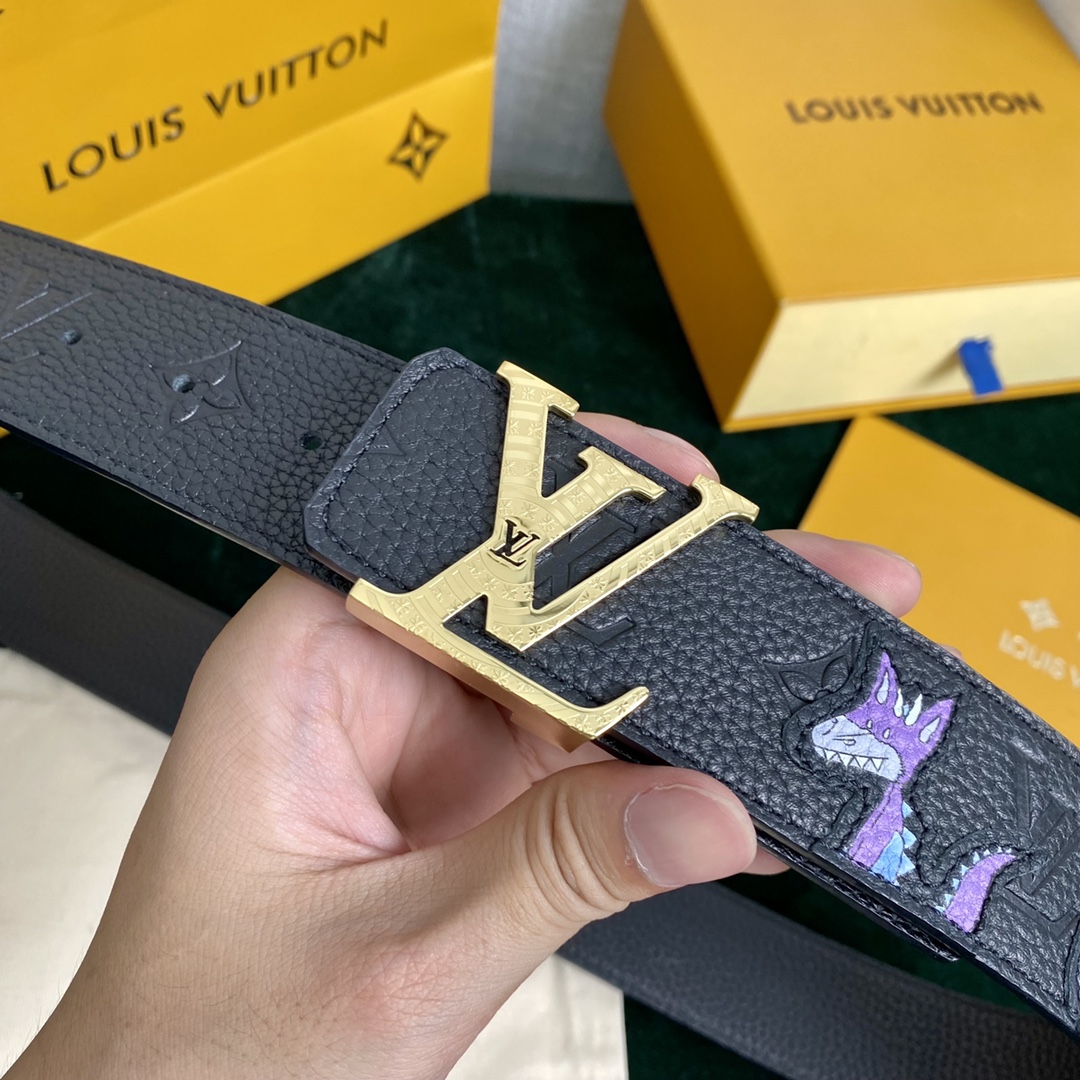 Louis Vuitton Male Basic Belt Cow Leather 40mm-l