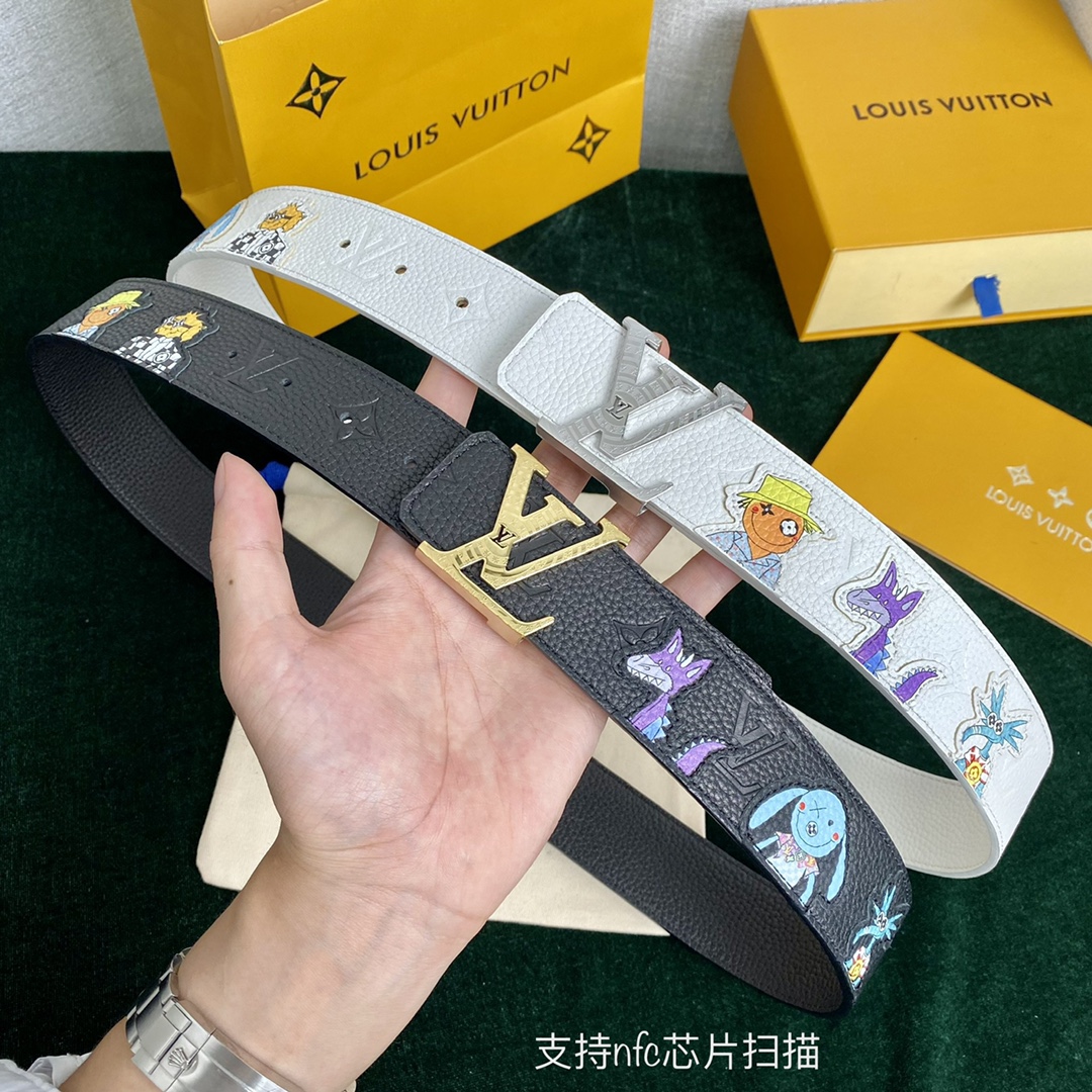 Louis Vuitton Male Basic Belt Cow Leather 40mm-l