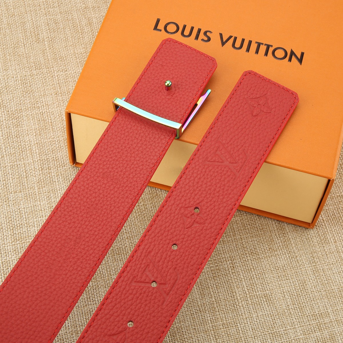 Louis Vuitton Male Leather Belt Cow Leather S-m-l