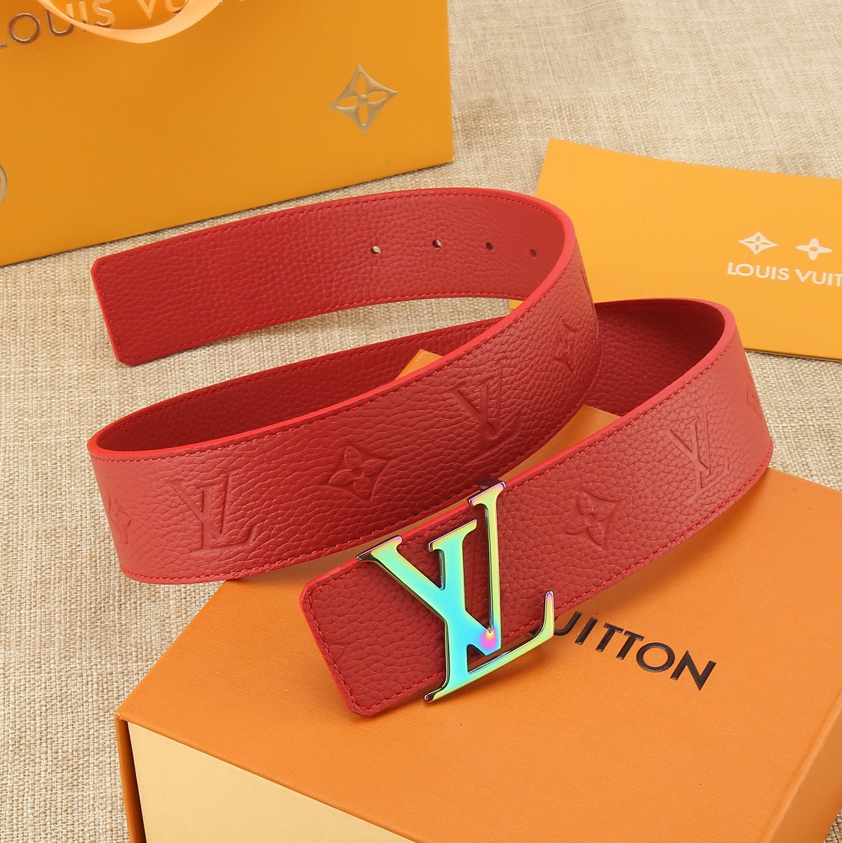 Louis Vuitton Male Leather Belt Cow Leather S-m-l