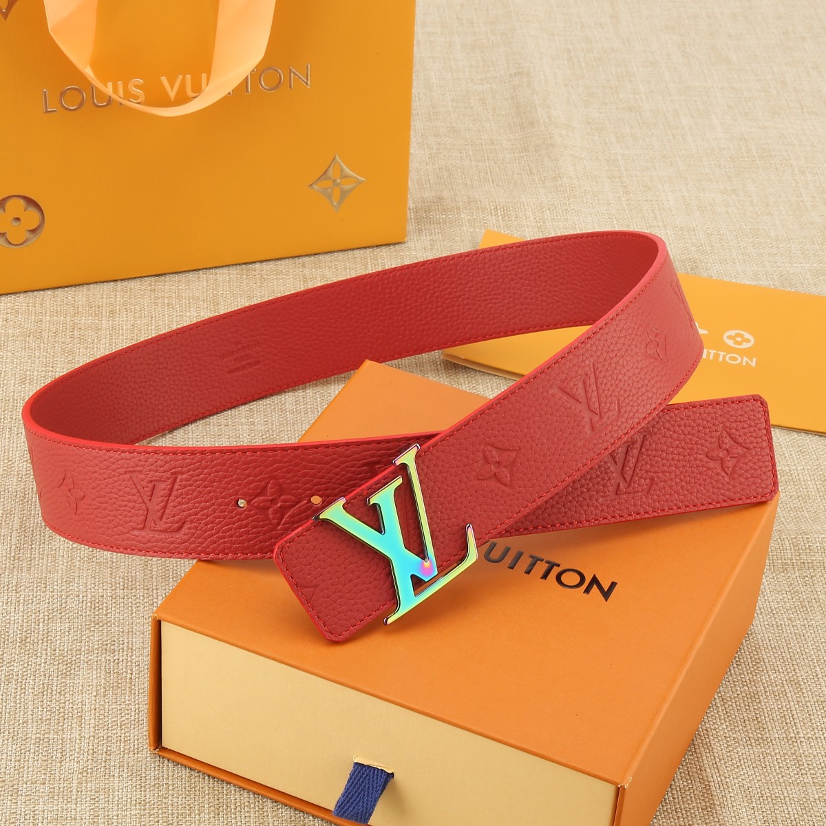 Louis Vuitton Male Leather Belt Cow Leather S-m-l