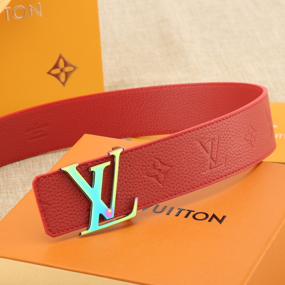 Louis Vuitton Male Leather Belt Cow Leather S-m-l
