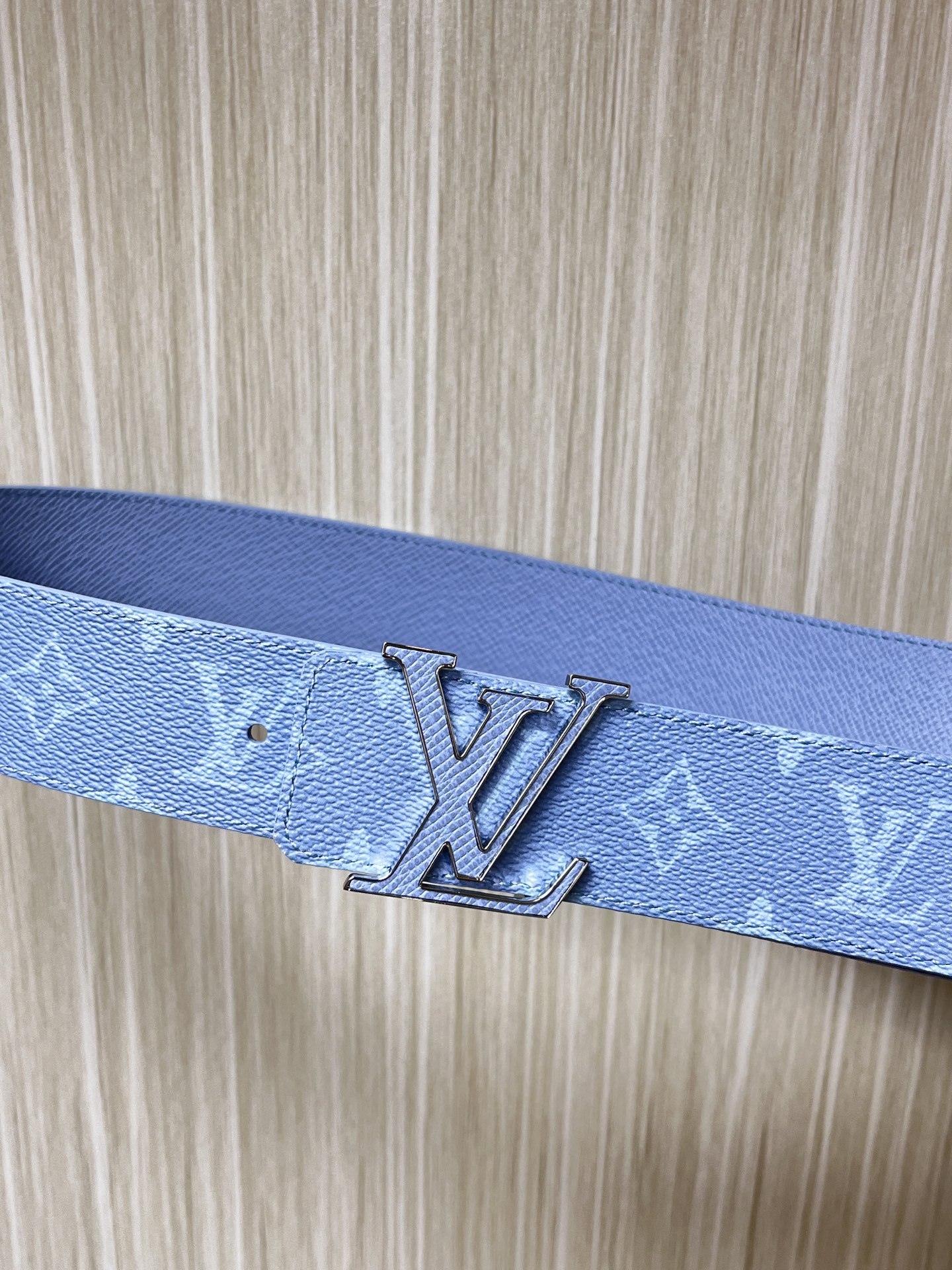 Louis Vuitton Leather Belt Silver 40mm-s-m