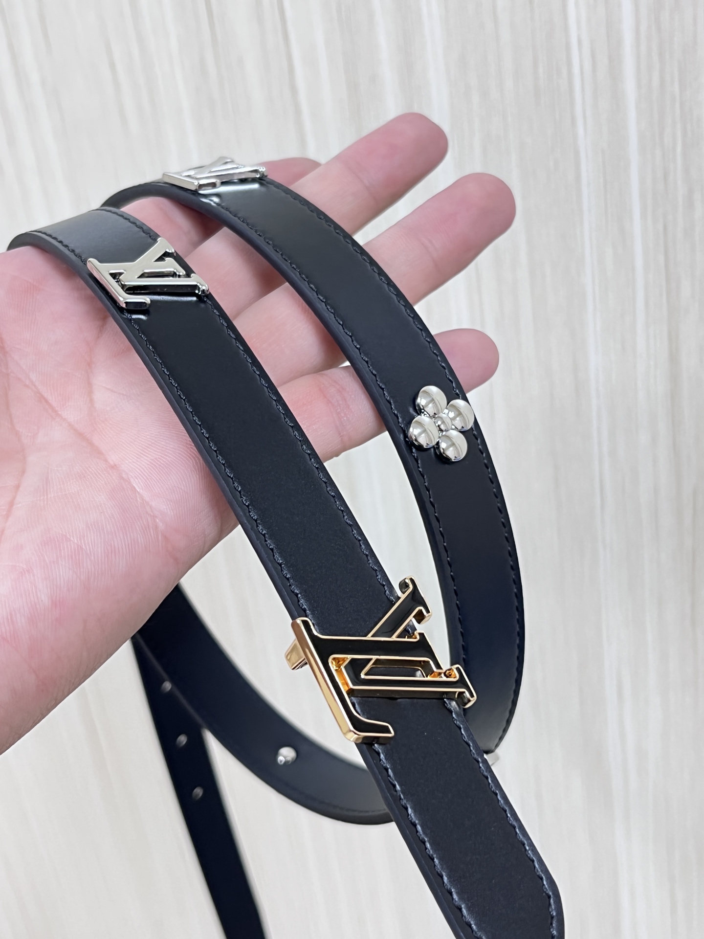 Louis Vuitton Basic Belt Cow Leather Black M-l