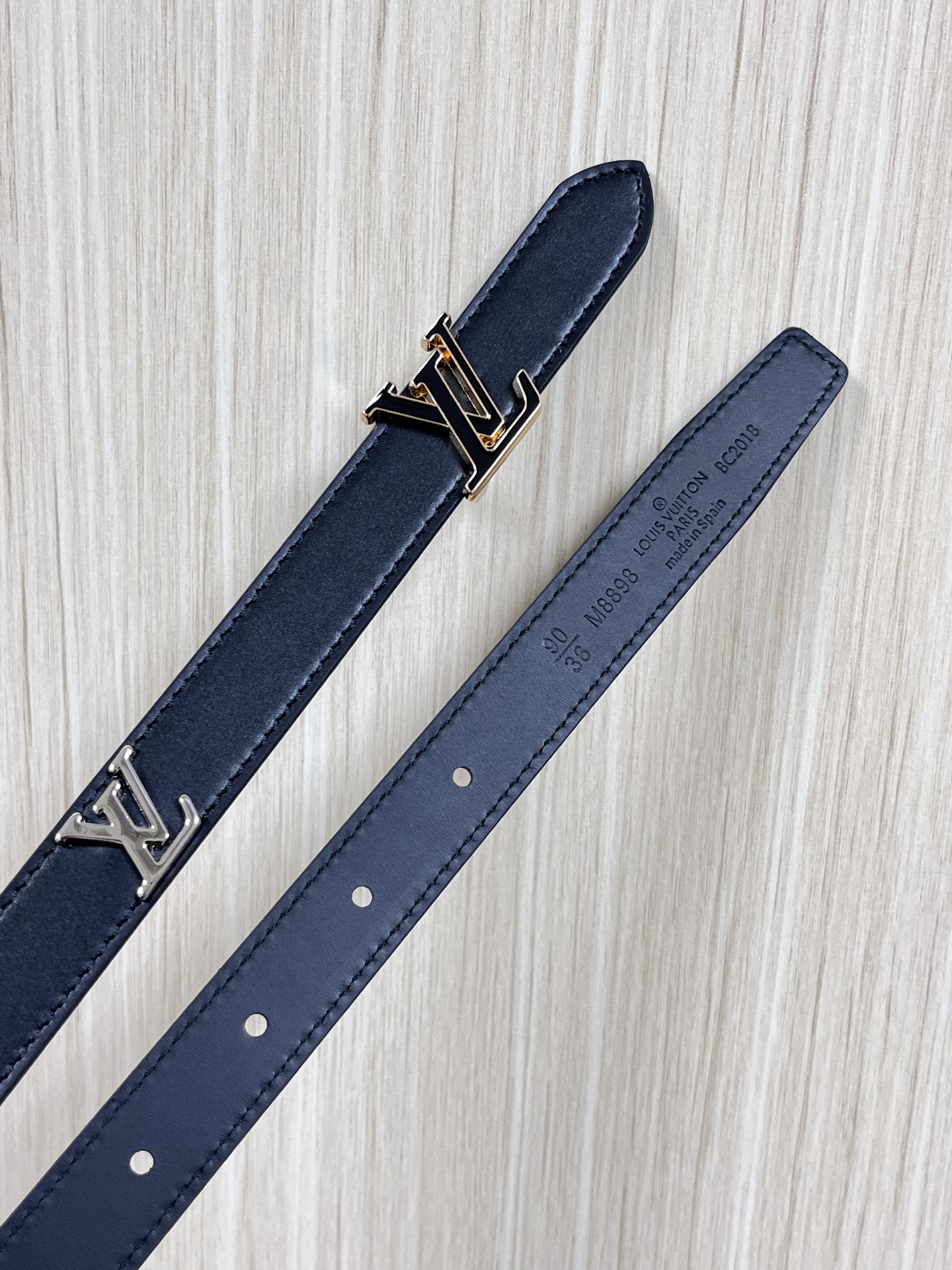 Louis Vuitton Basic Belt Cow Leather Black M-l
