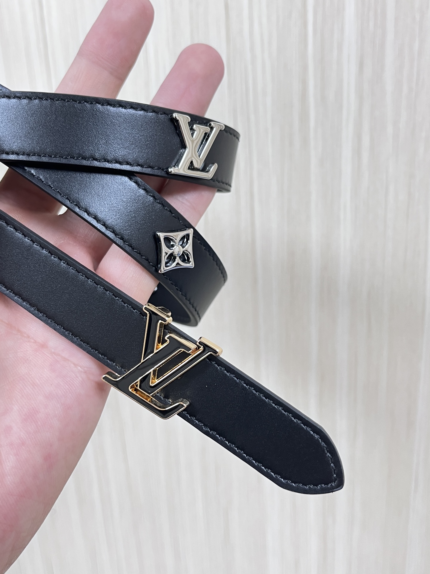 Louis Vuitton Basic Belt Cow Leather Black M-l