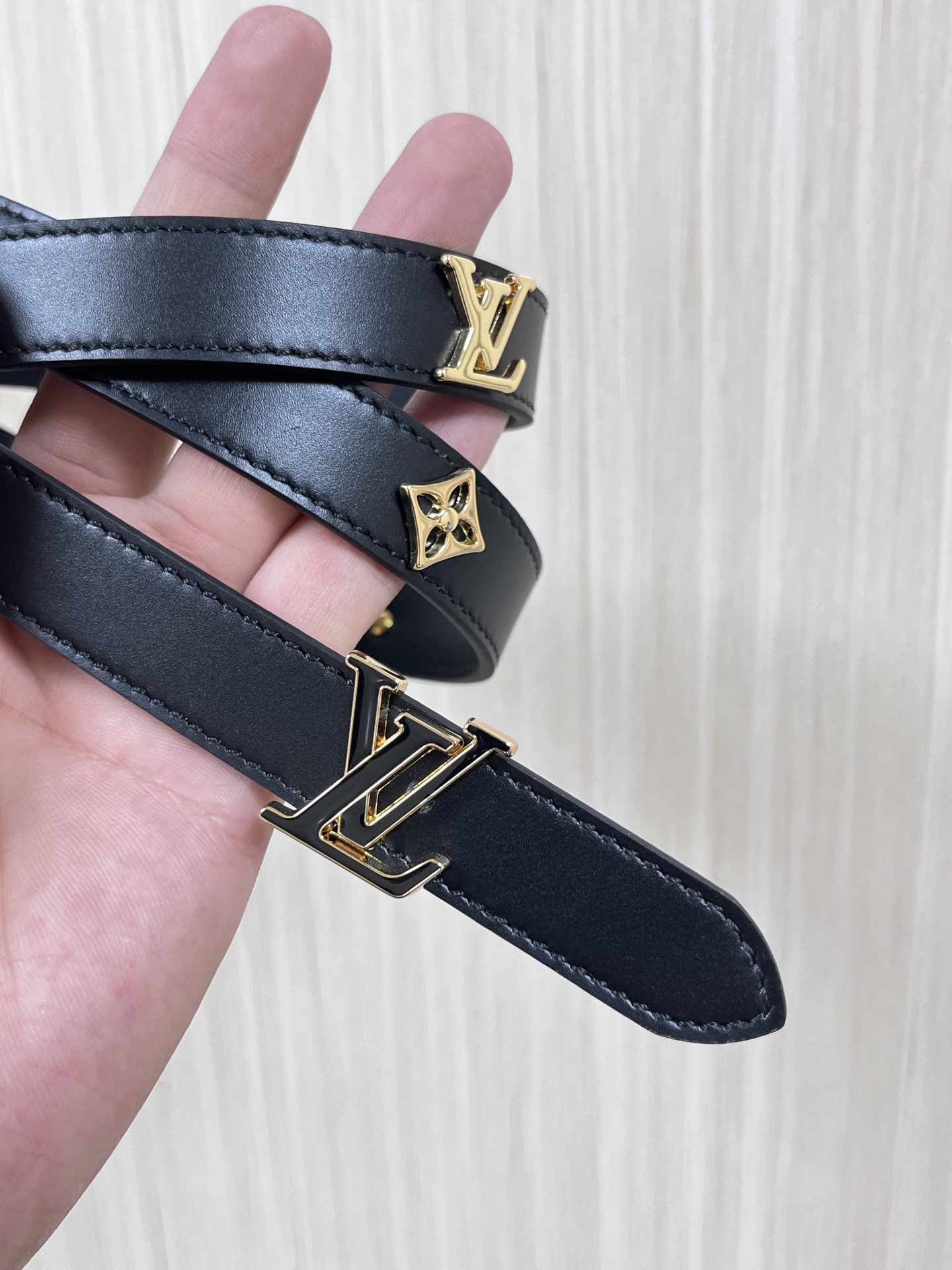 Louis Vuitton Basic Belt Cow Leather Black M-l