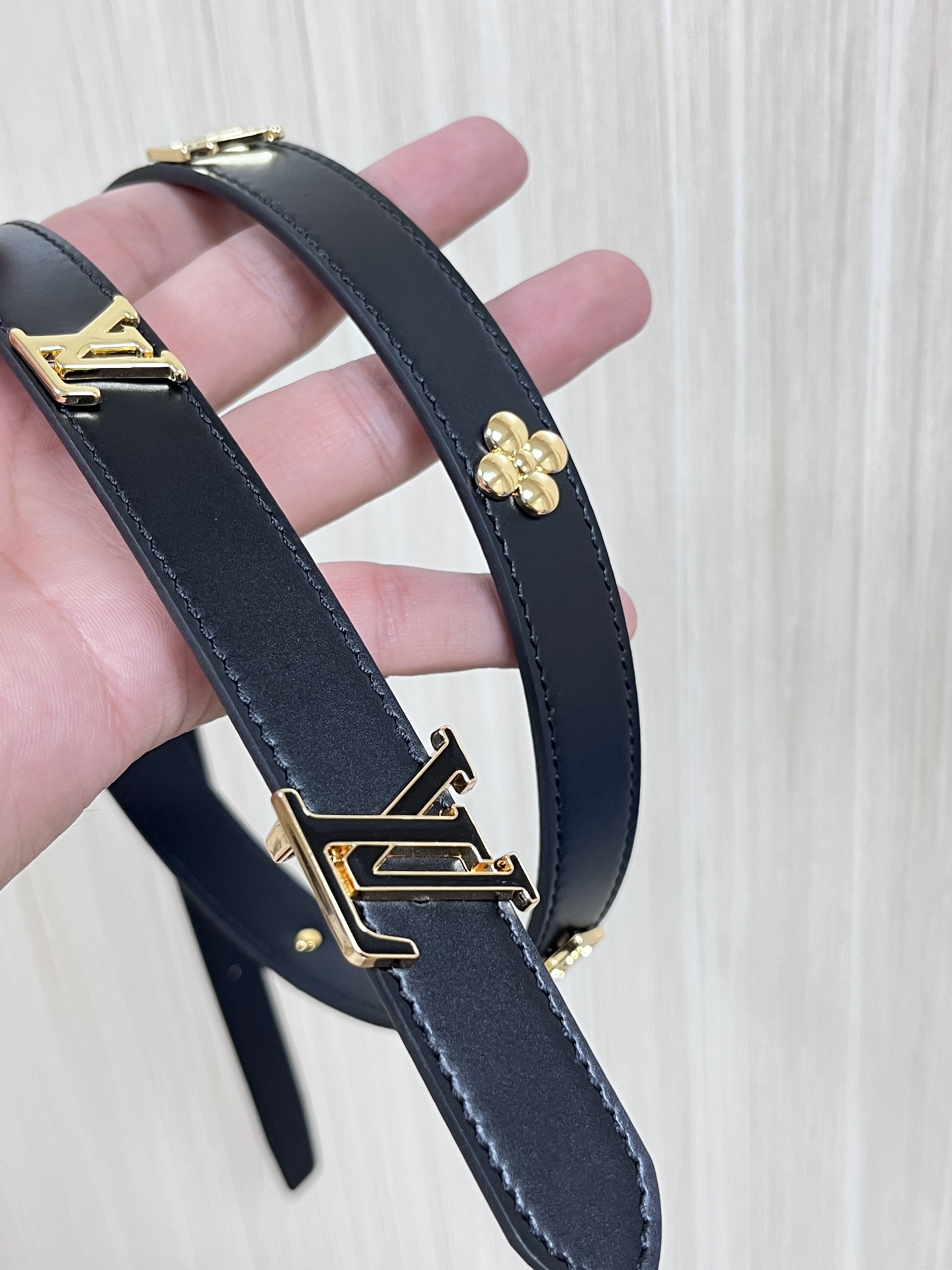 Louis Vuitton Basic Belt Cow Leather Black M-l