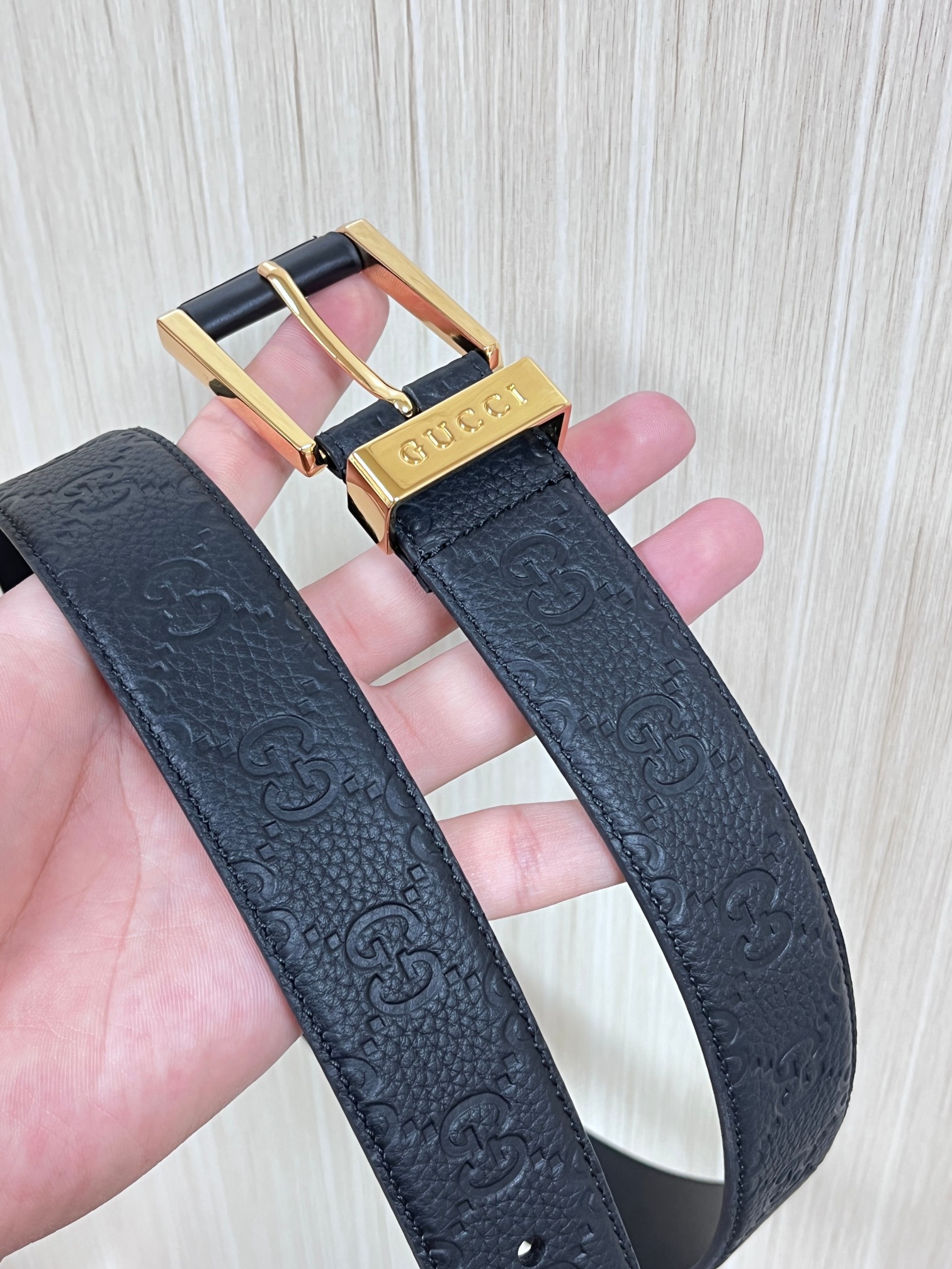 Gucci Pin Buckle Belt Cow Leather Wide Width