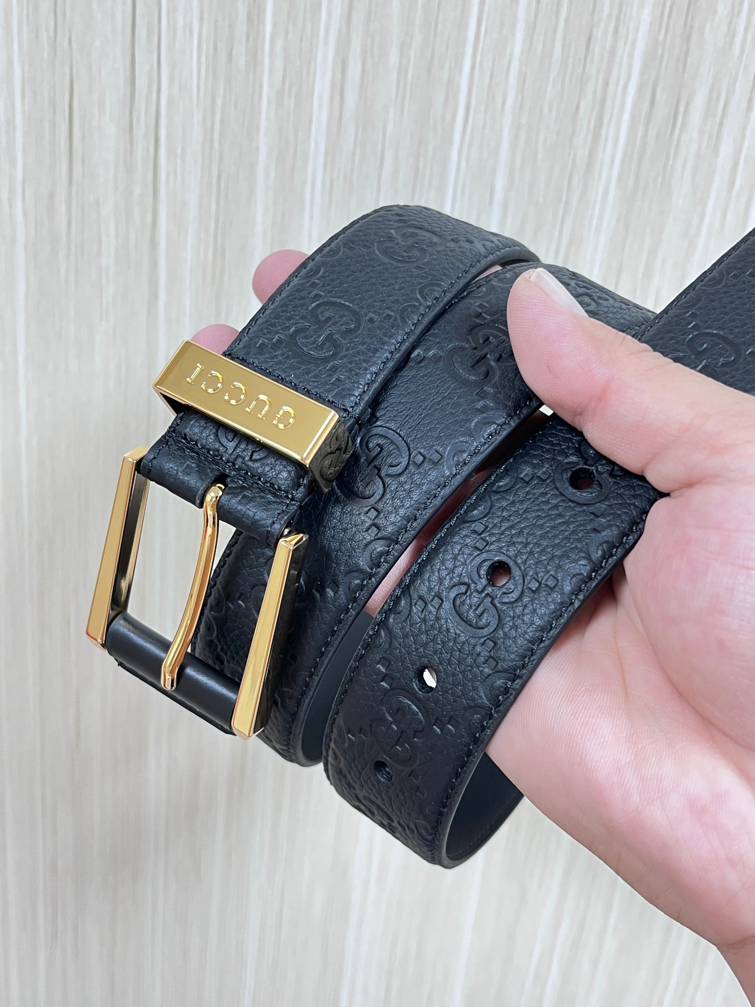 Gucci Pin Buckle Belt Cow Leather Wide Width
