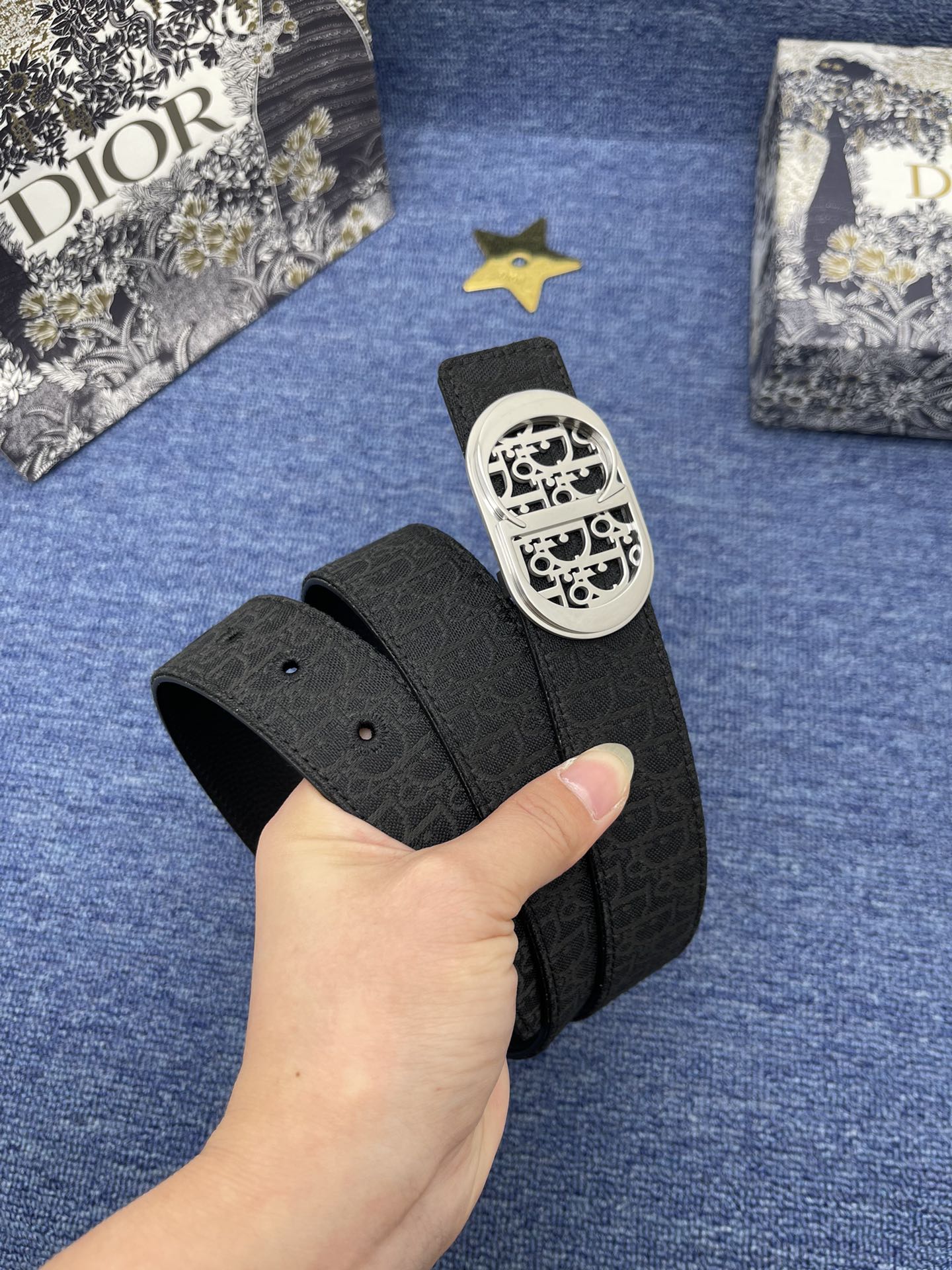 Dior Male Basic Belt Cow Leather Gold S-m