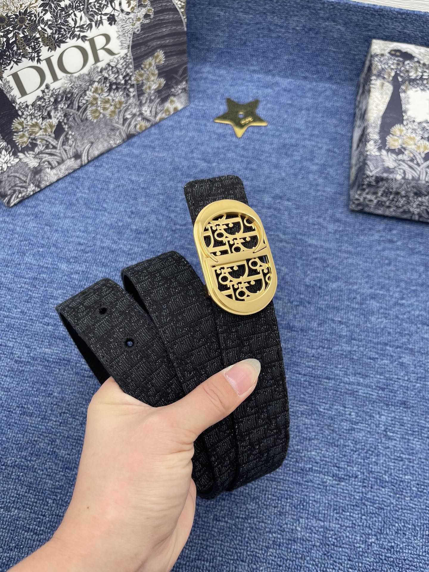 Dior Male Basic Belt Cow Leather Gold S-m