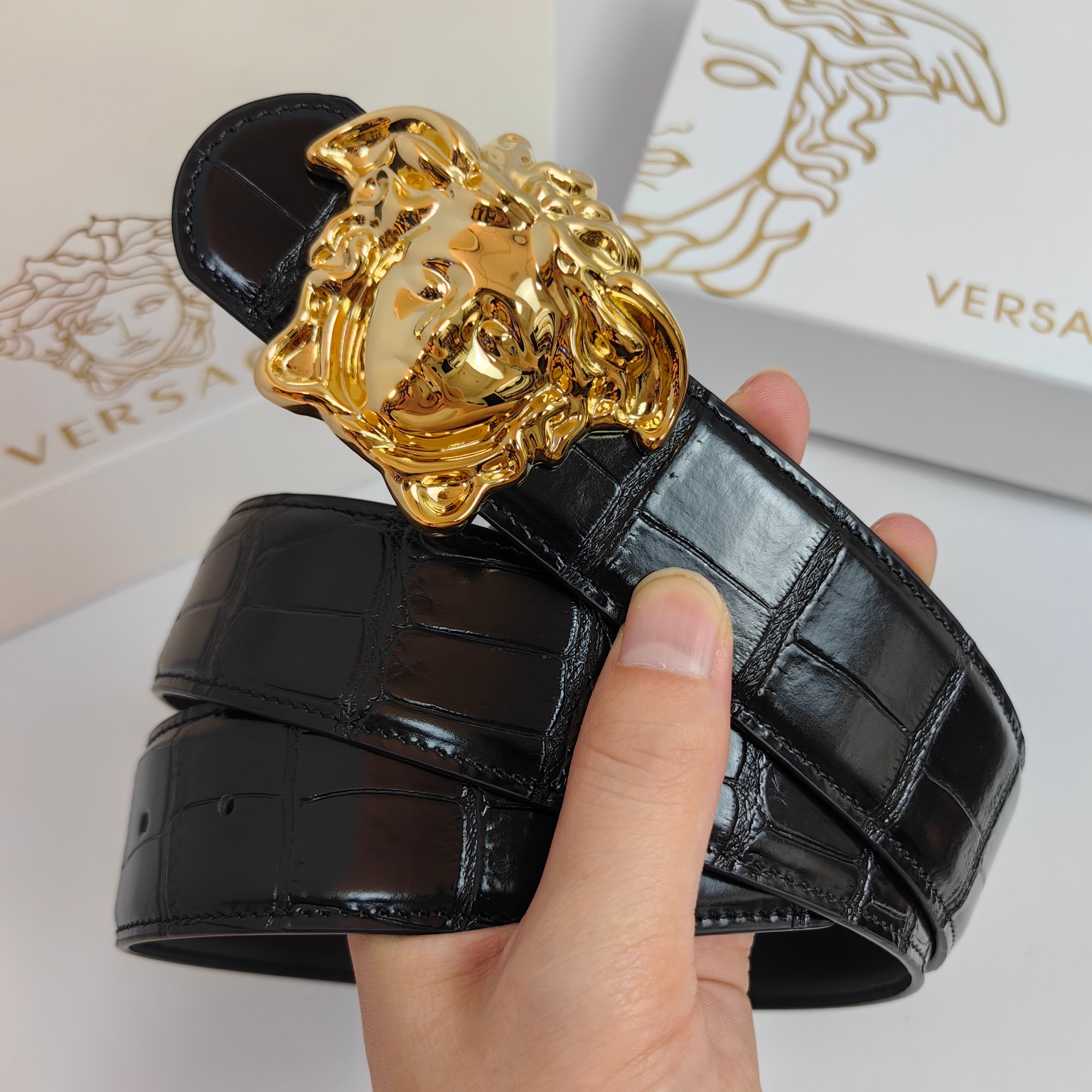 Versace Male Leather Belt Cow Leather S-m
