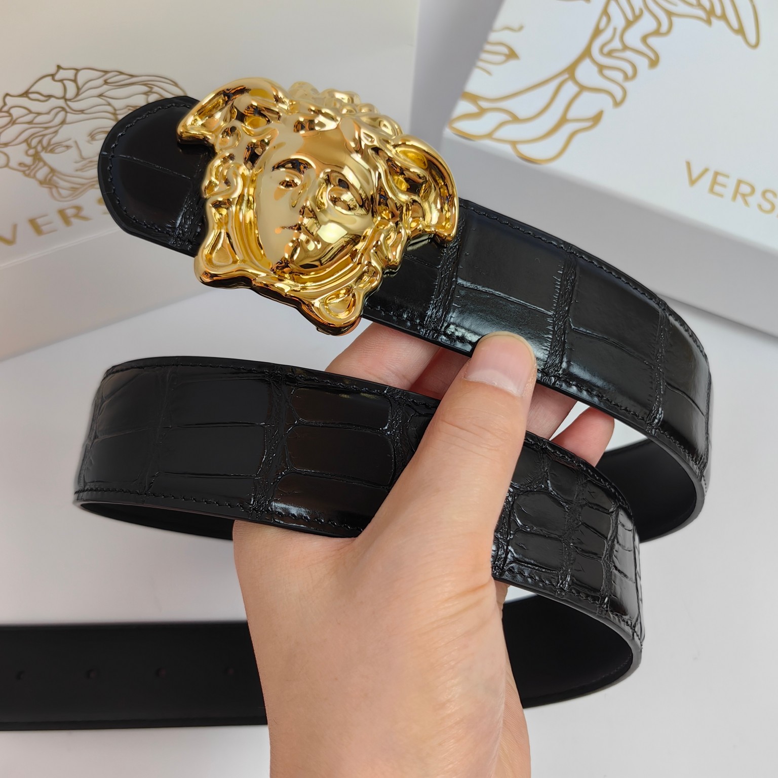 Versace Male Leather Belt Cow Leather S-m