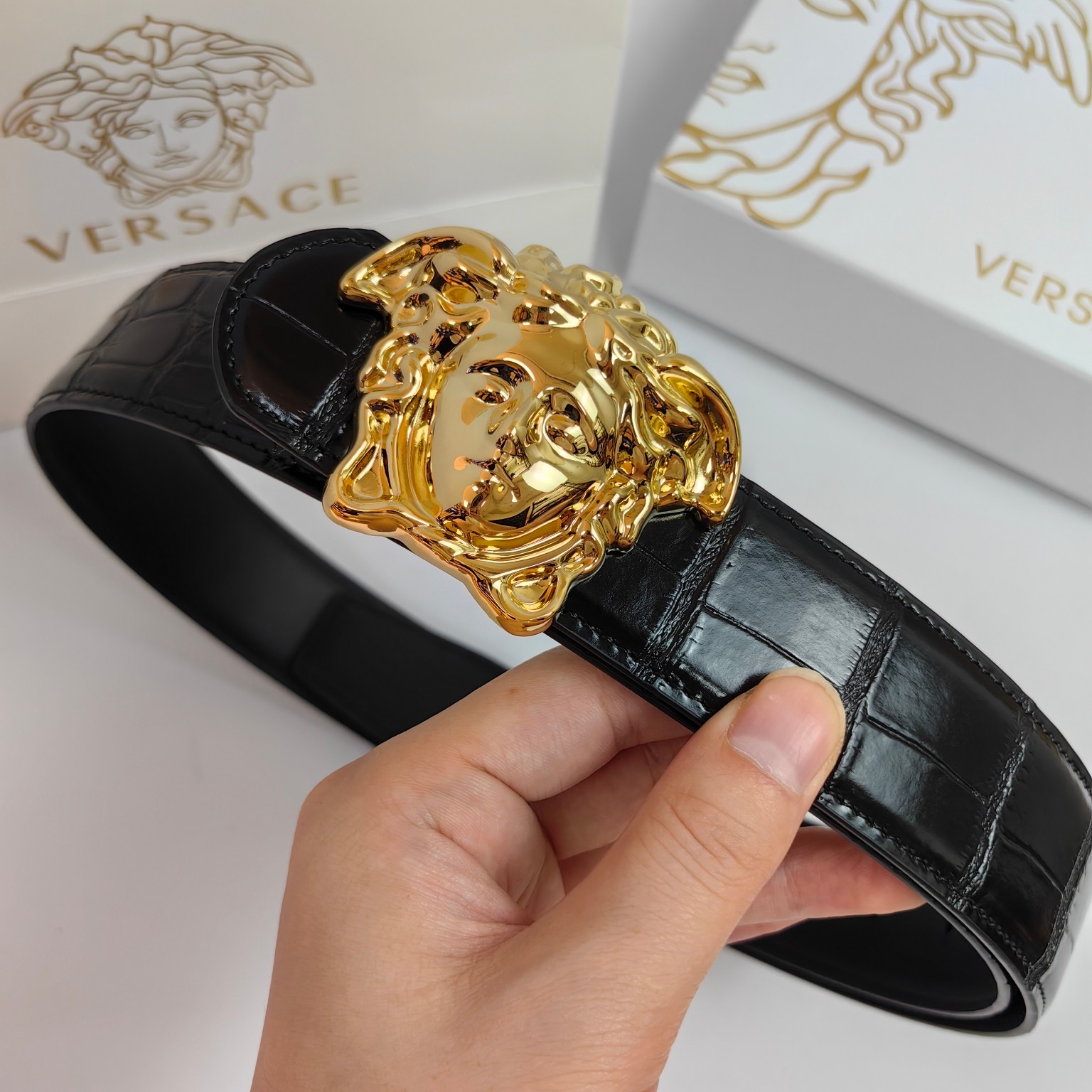 Versace Male Leather Belt Cow Leather S-m