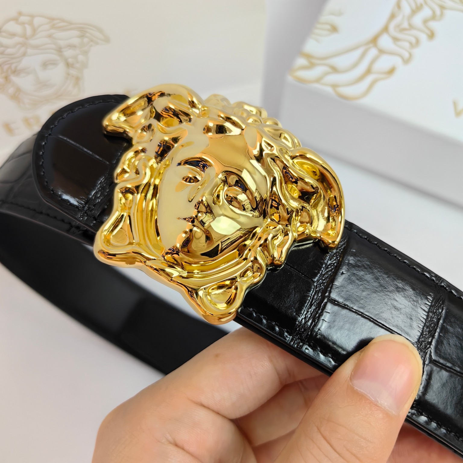 Versace Male Leather Belt Cow Leather S-m