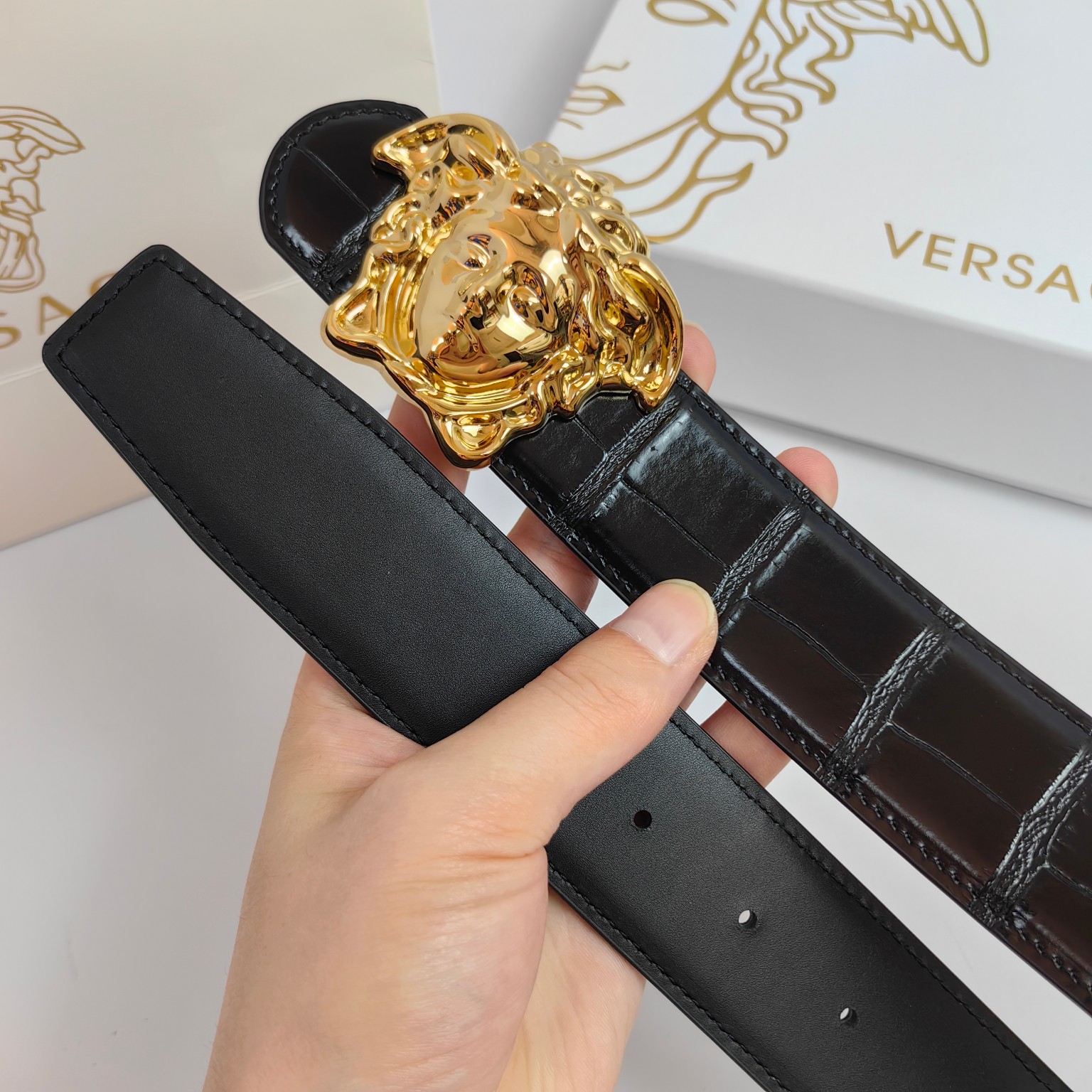 Versace Male Leather Belt Cow Leather S-m