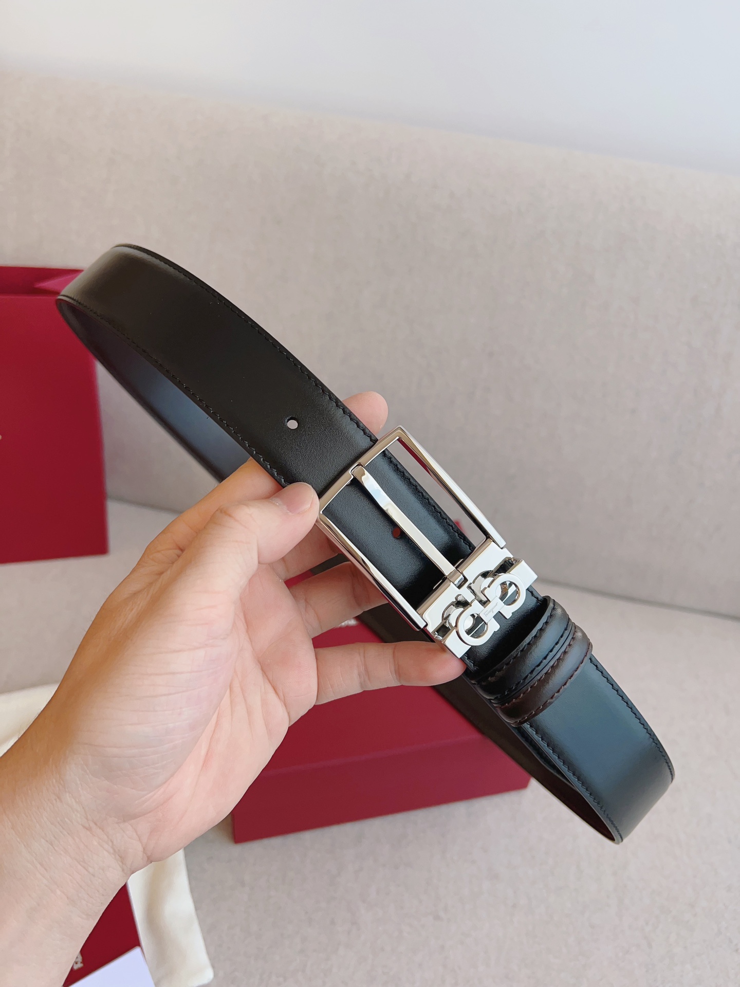 Salvatore Ferragamo Leather Belt Adjustable 35mm-m