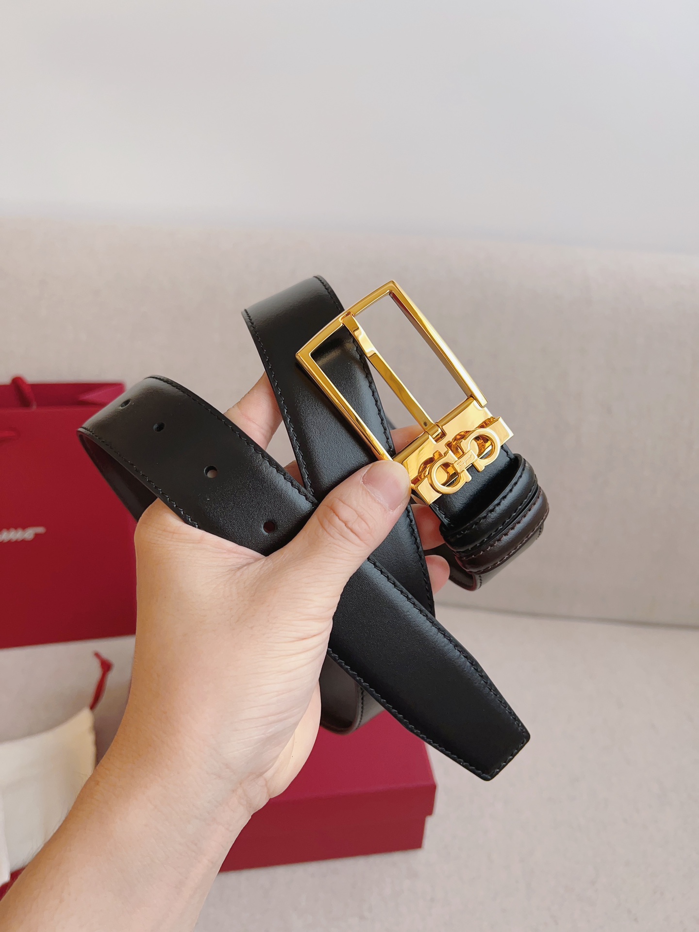 Salvatore Ferragamo Leather Belt Adjustable 35mm-m