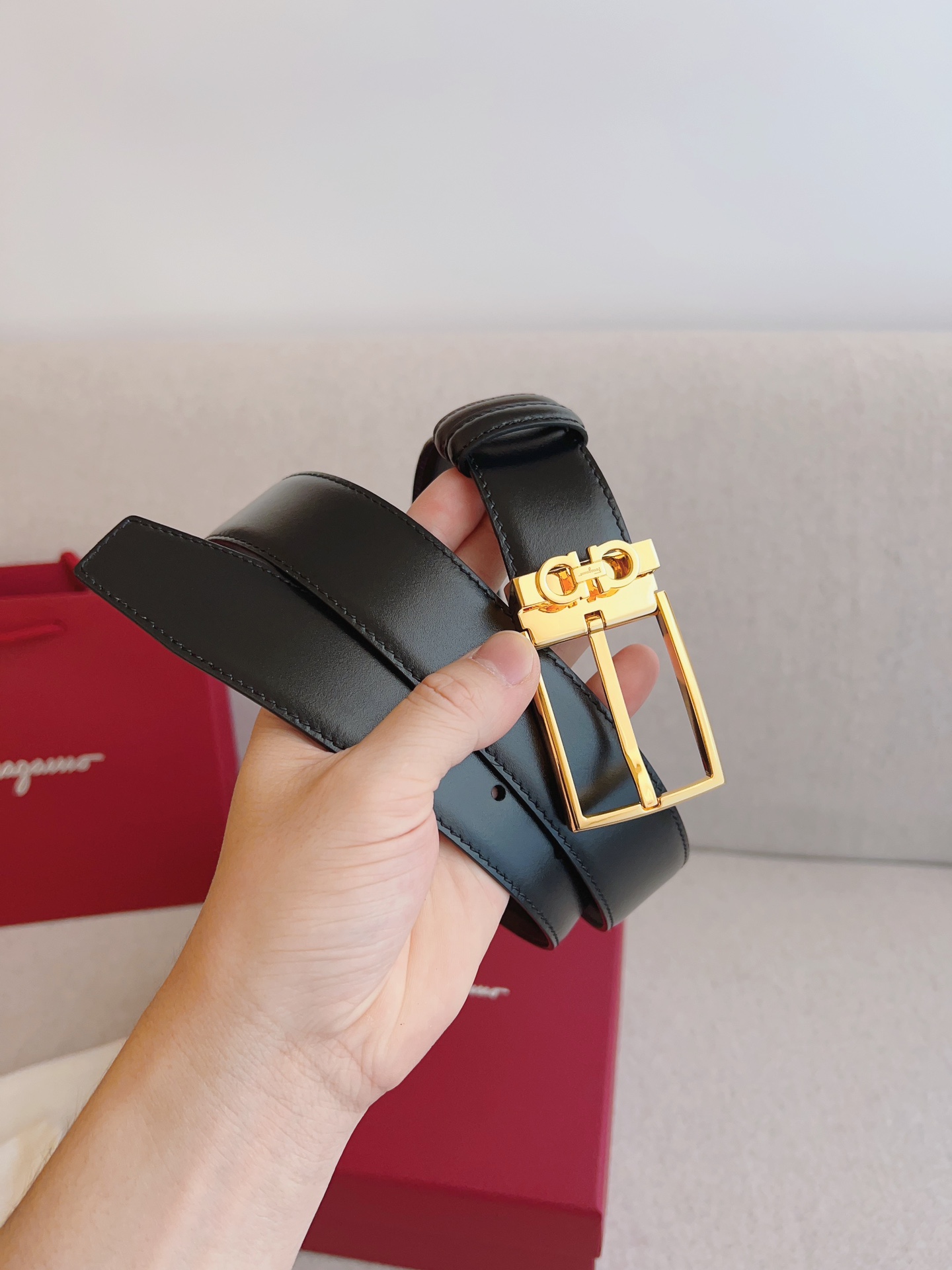 Salvatore Ferragamo Leather Belt Adjustable 35mm-m