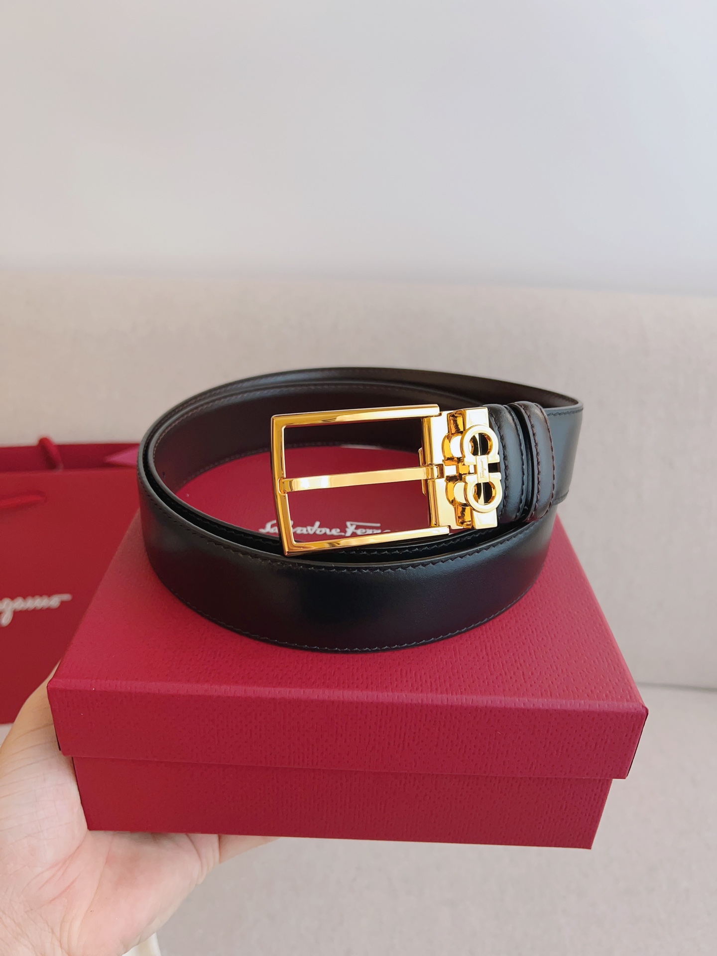 Salvatore Ferragamo Leather Belt Adjustable 35mm-m