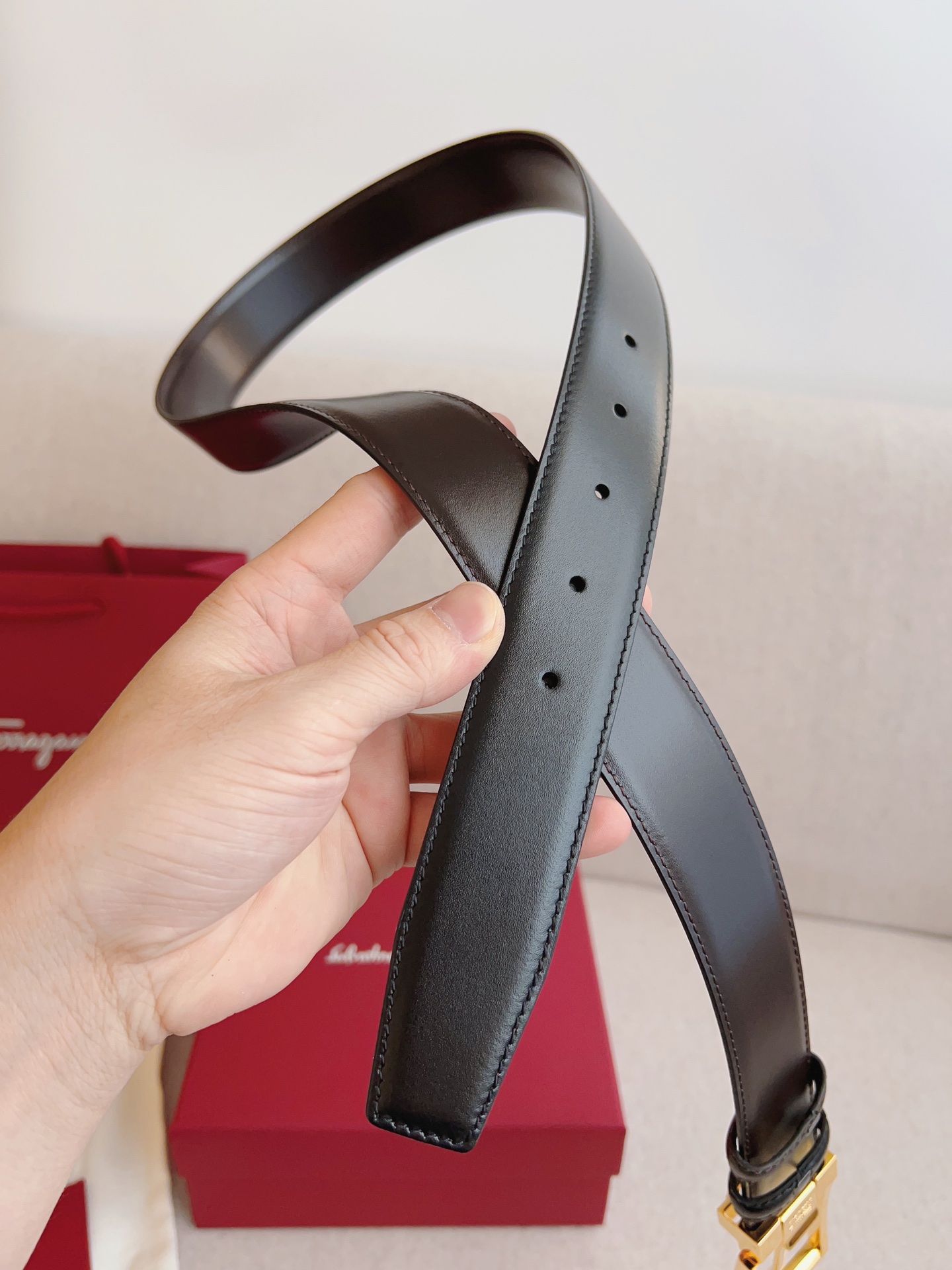 Salvatore Ferragamo Leather Belt Adjustable 35mm-m