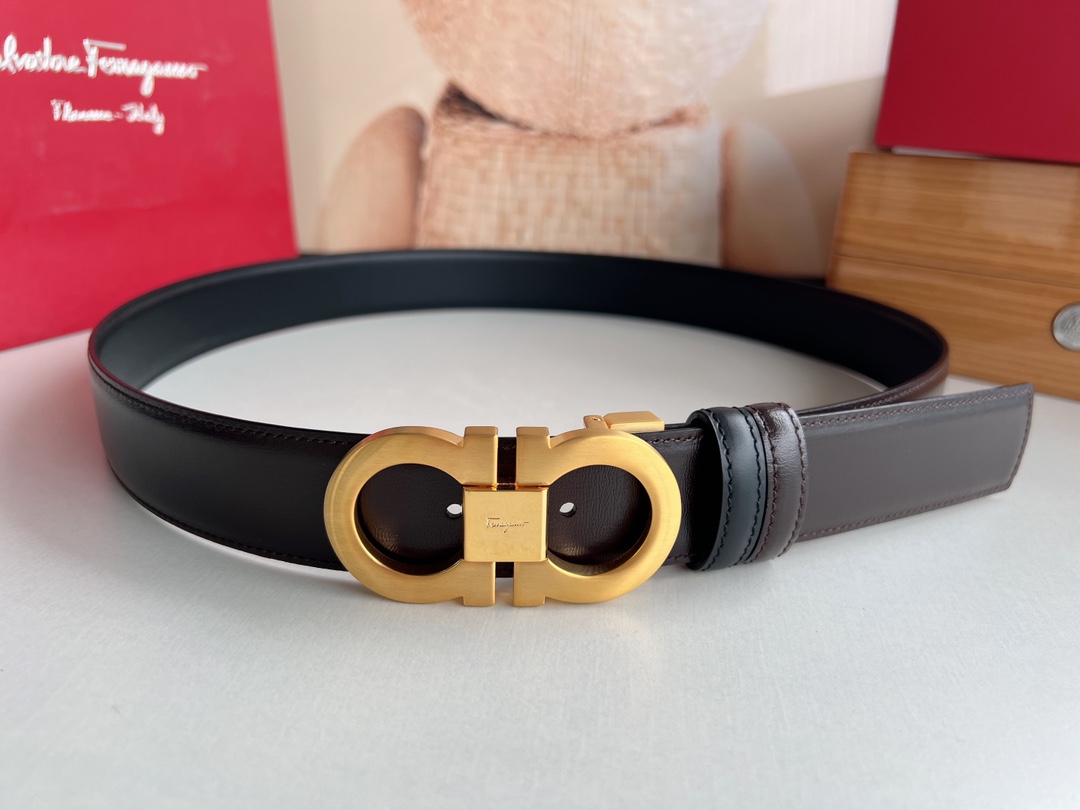 Salvatore Ferragamo Male Leather Belt Top Grain Leather M